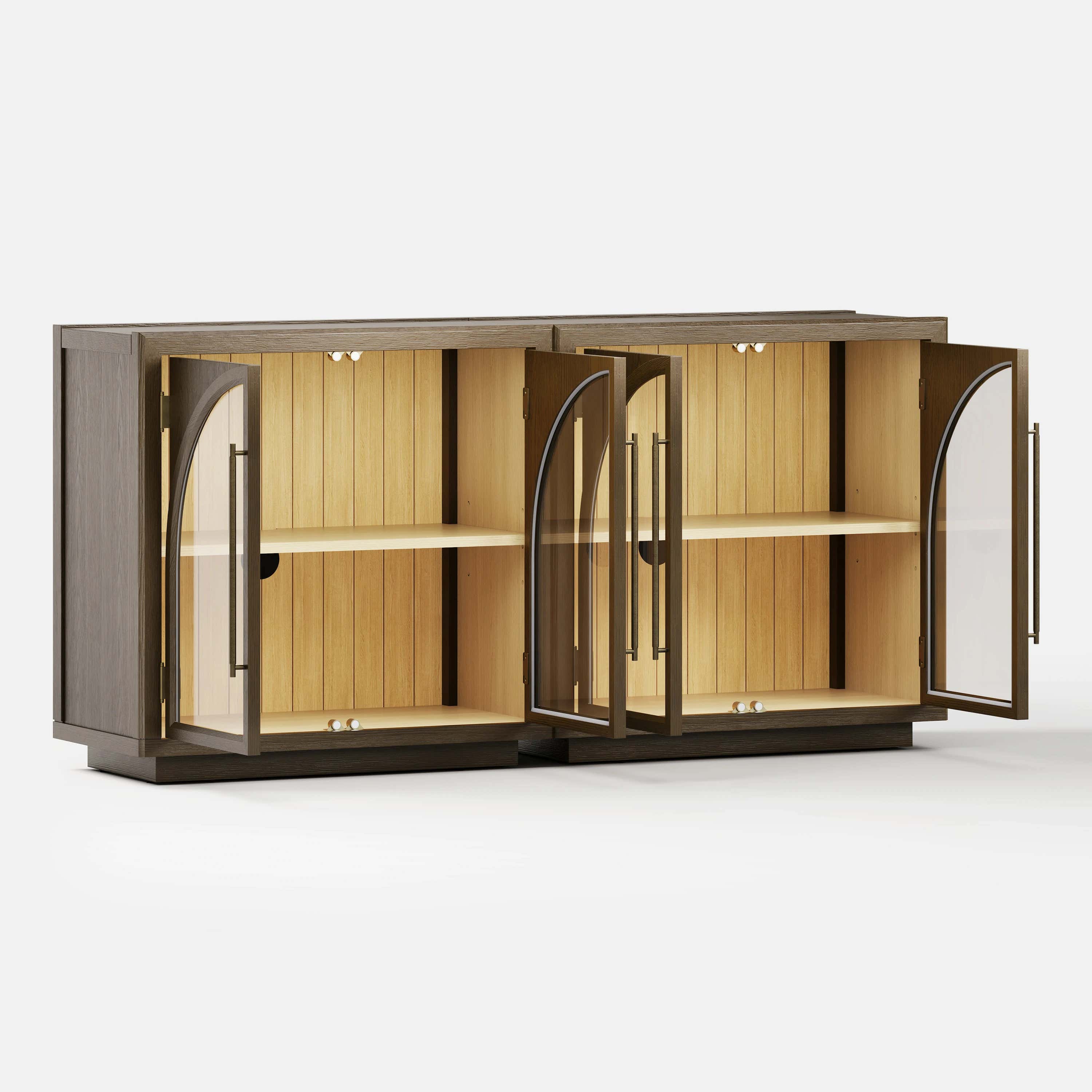 Alvar Arched 63″ Oak Media Console(Set of 2)