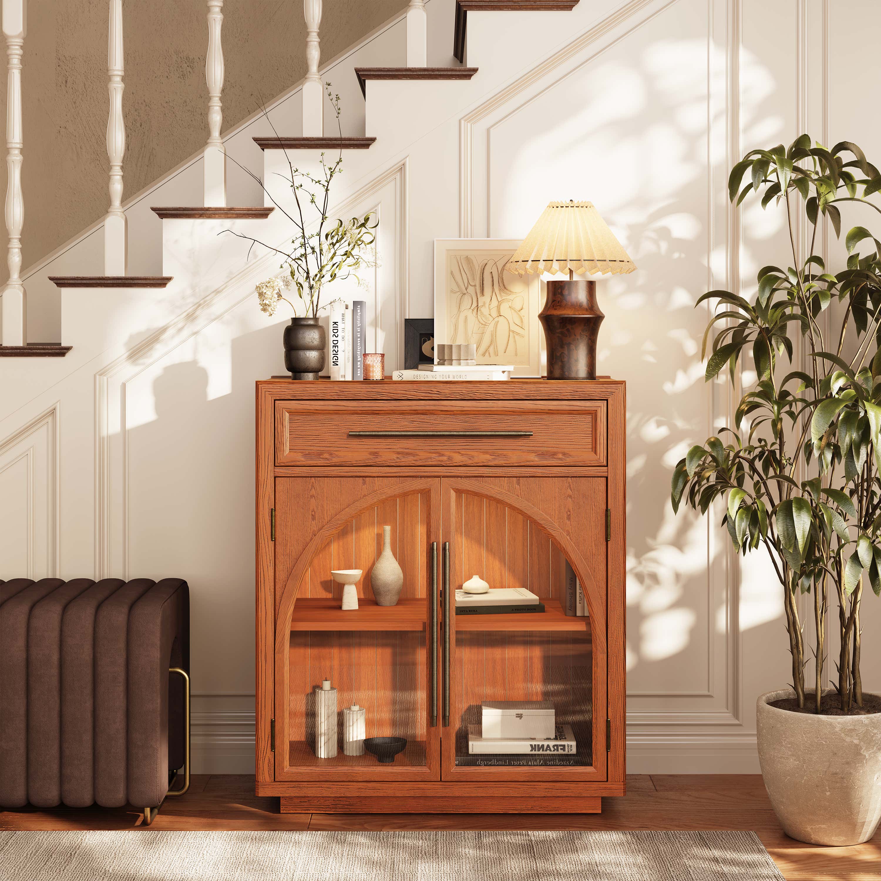 Alvar gewölbtes 64" Sideboard aus Eiche mit Schubladen (2er-Set)