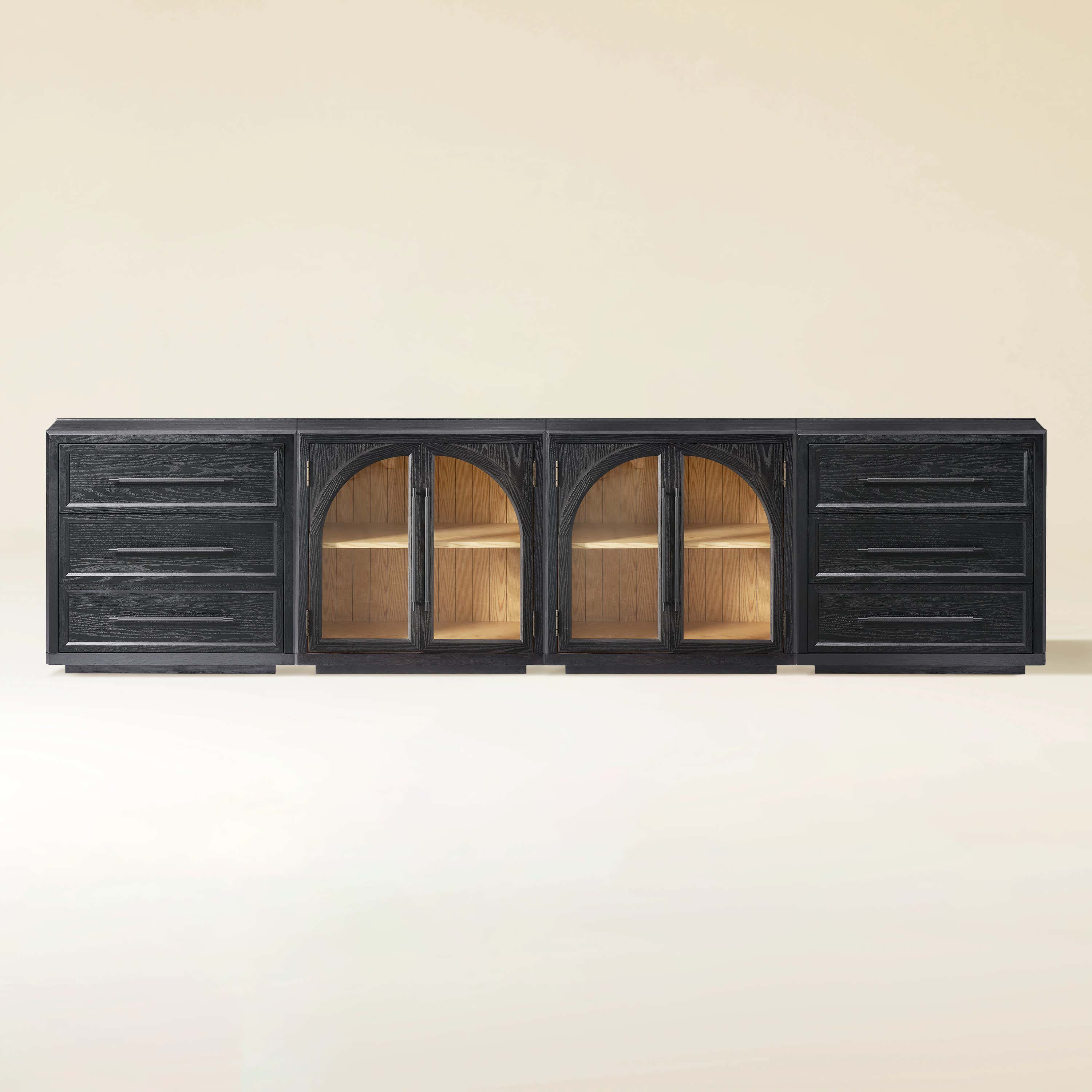 Alvar Arched 126″ Modulare Medienkonsole aus Eiche (4er-Set)