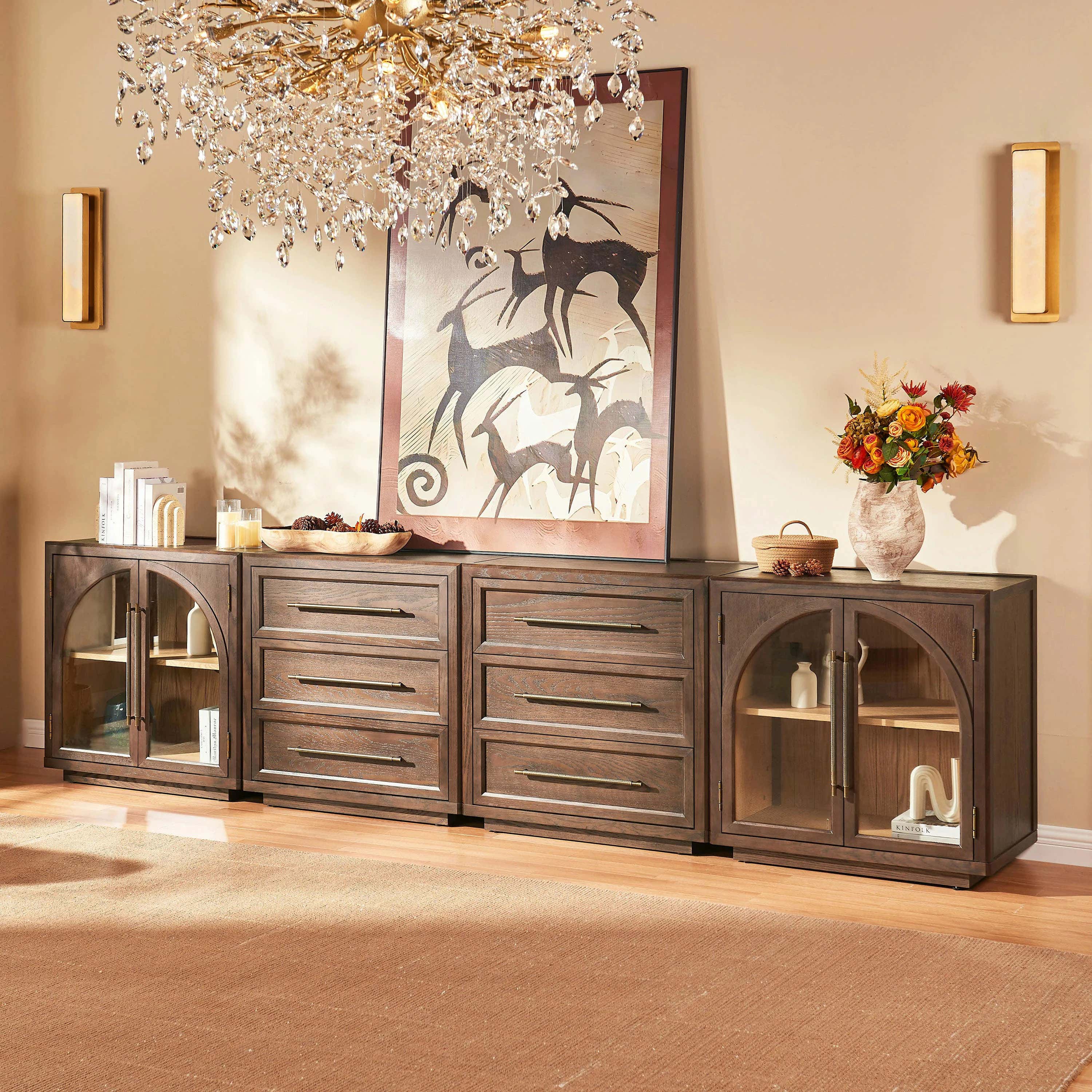 Alvar Arched 128″ Modulare Medienkonsole aus Eiche (4er-Set)