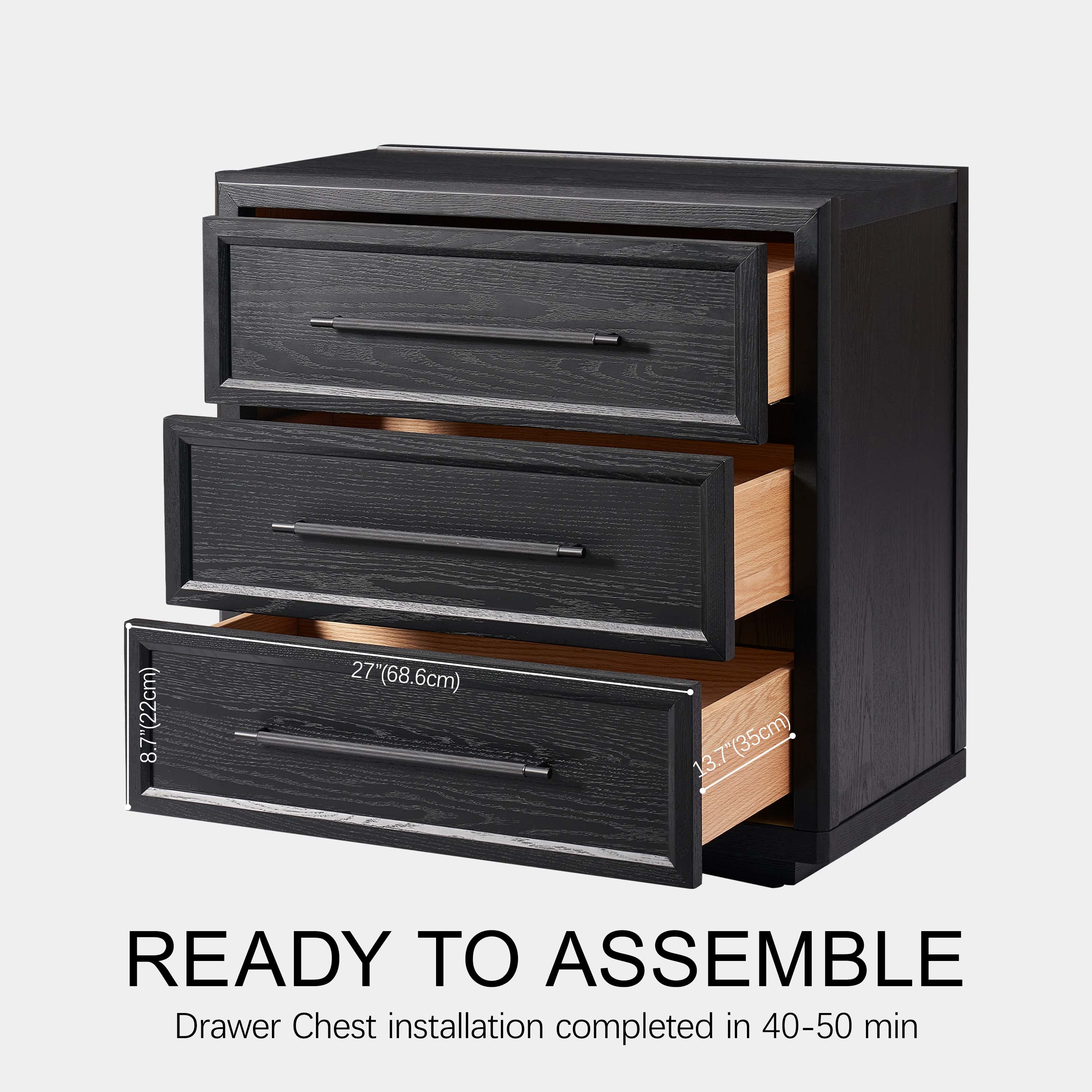 Alvar 95″ Oak 9-Drawer Chest(Set of 3)