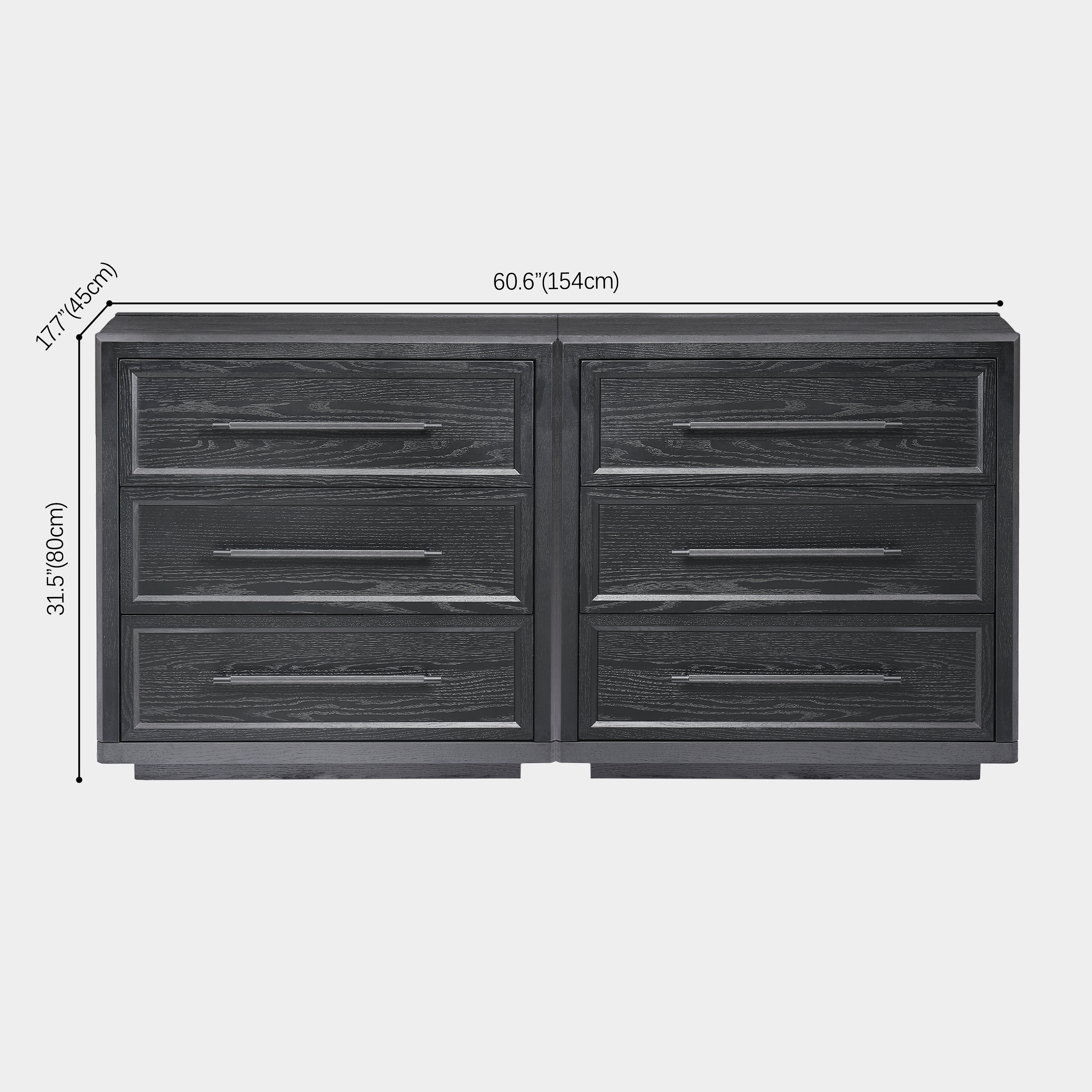 Alvar 63″ Eichenkommode mit 6 Schubladen (2er-Set)