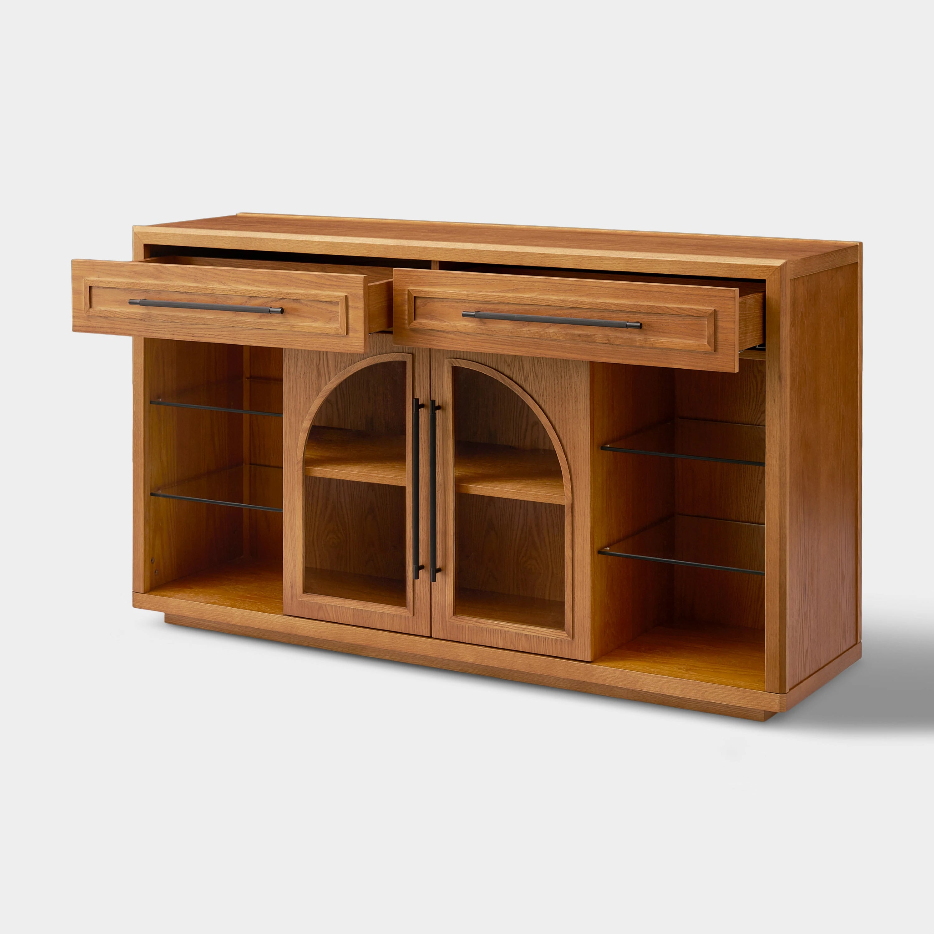 Alvar Sideboard aus gewölbtem Glas aus Eiche, 160 cm breit