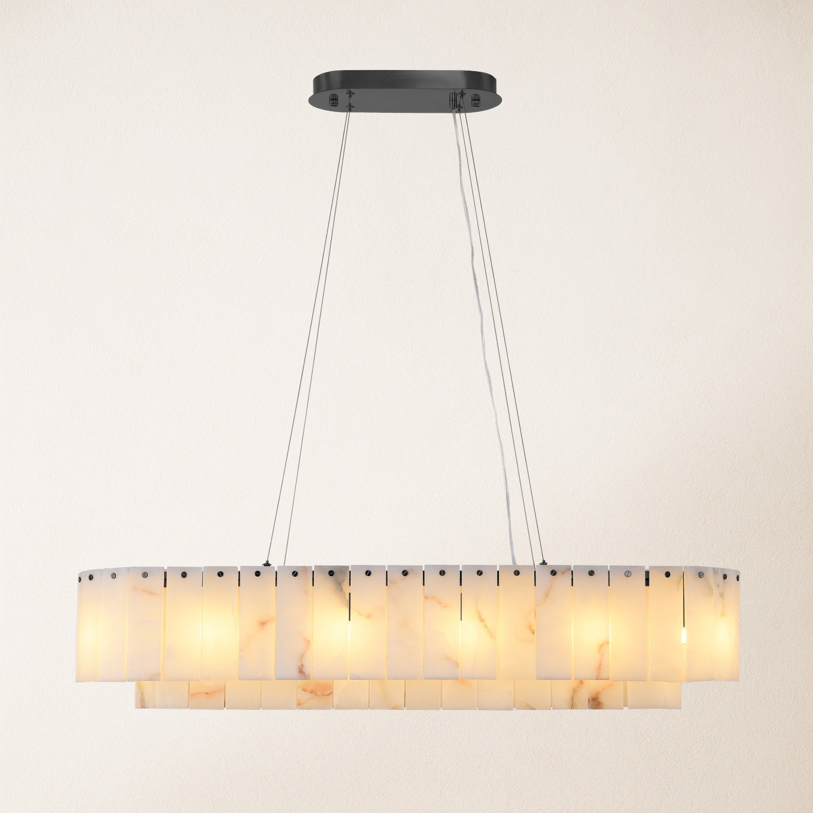 Sawyer Alabaster Oval Chandelier 54"