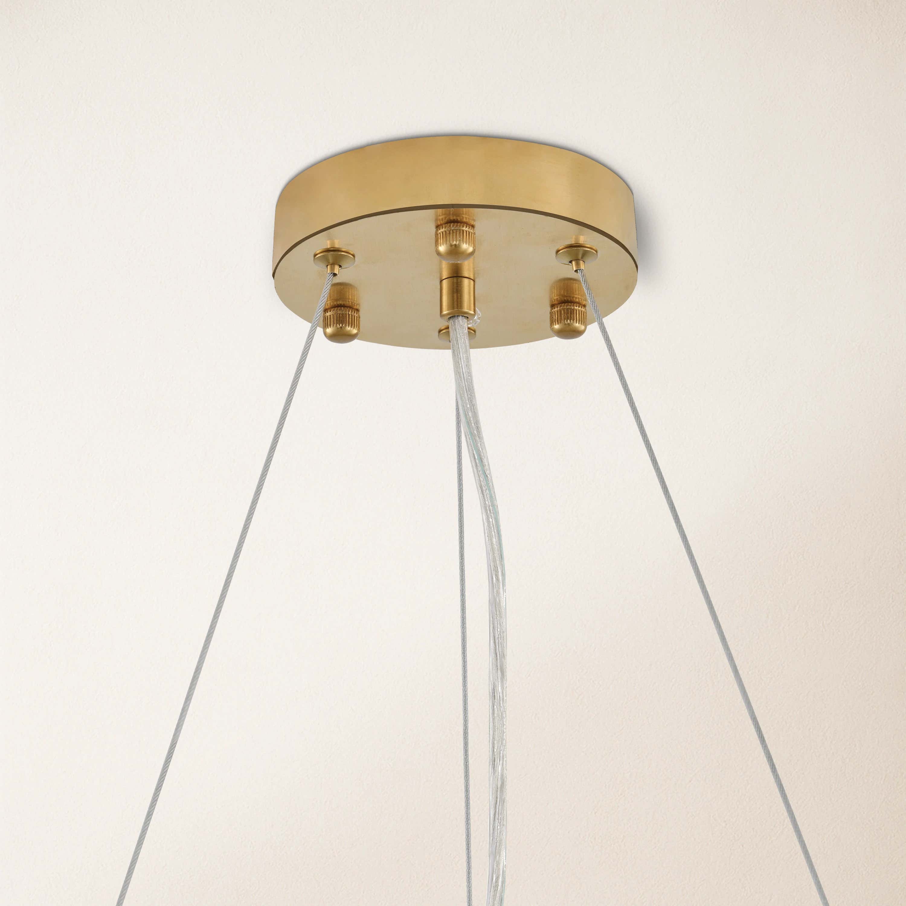 Runder Kronleuchter Stellara mit Kristallstreifen, 61 cm Durchmesser