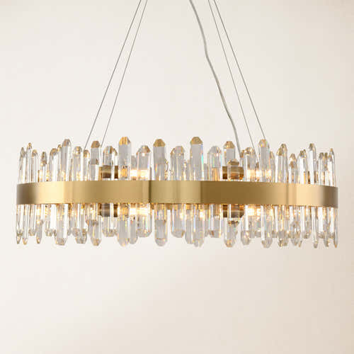 Runder Kronleuchter Stellara mit Kristallstreifen, 81,3 cm Durchmesser