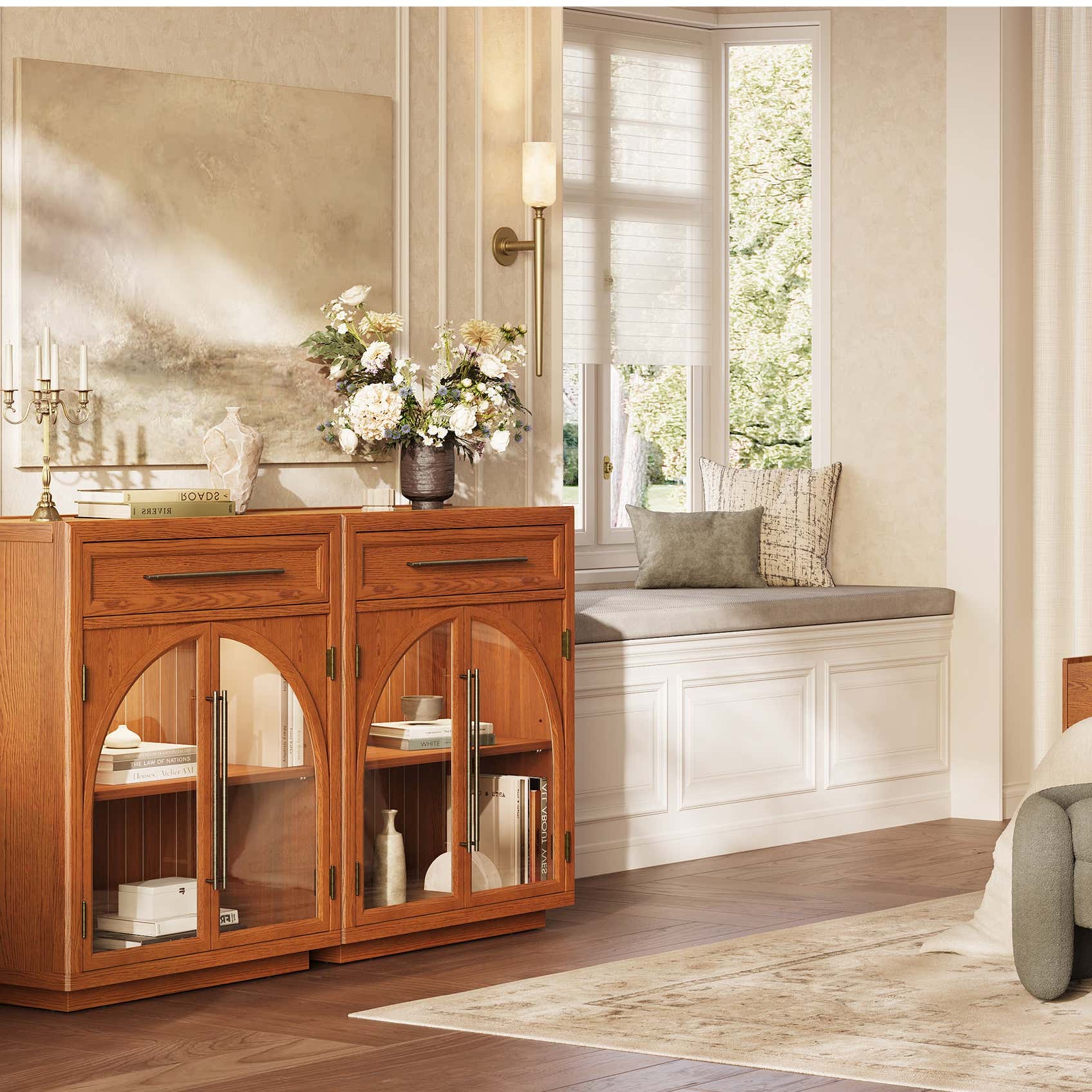 Alvar gewölbtes 64" Sideboard aus Eiche mit Schubladen (2er-Set)