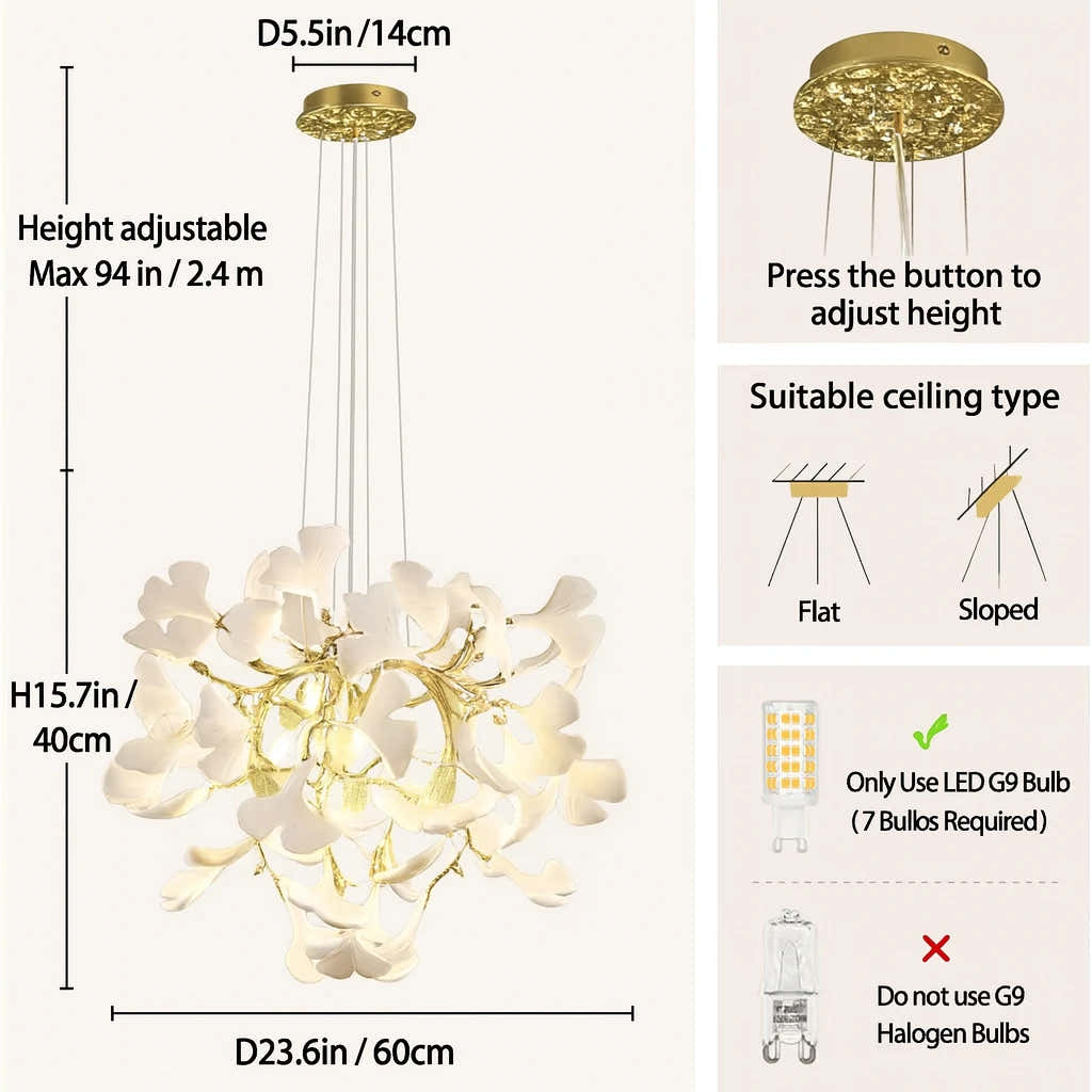 Twilight Branches Keramik-Leuchtleuchter, rund, 59,4 cm Durchmesser