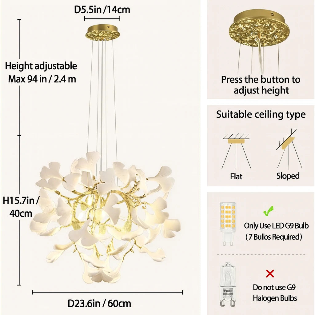 Twilight Branches Keramik-Leuchtleuchter, rund, 59,4 cm Durchmesser
