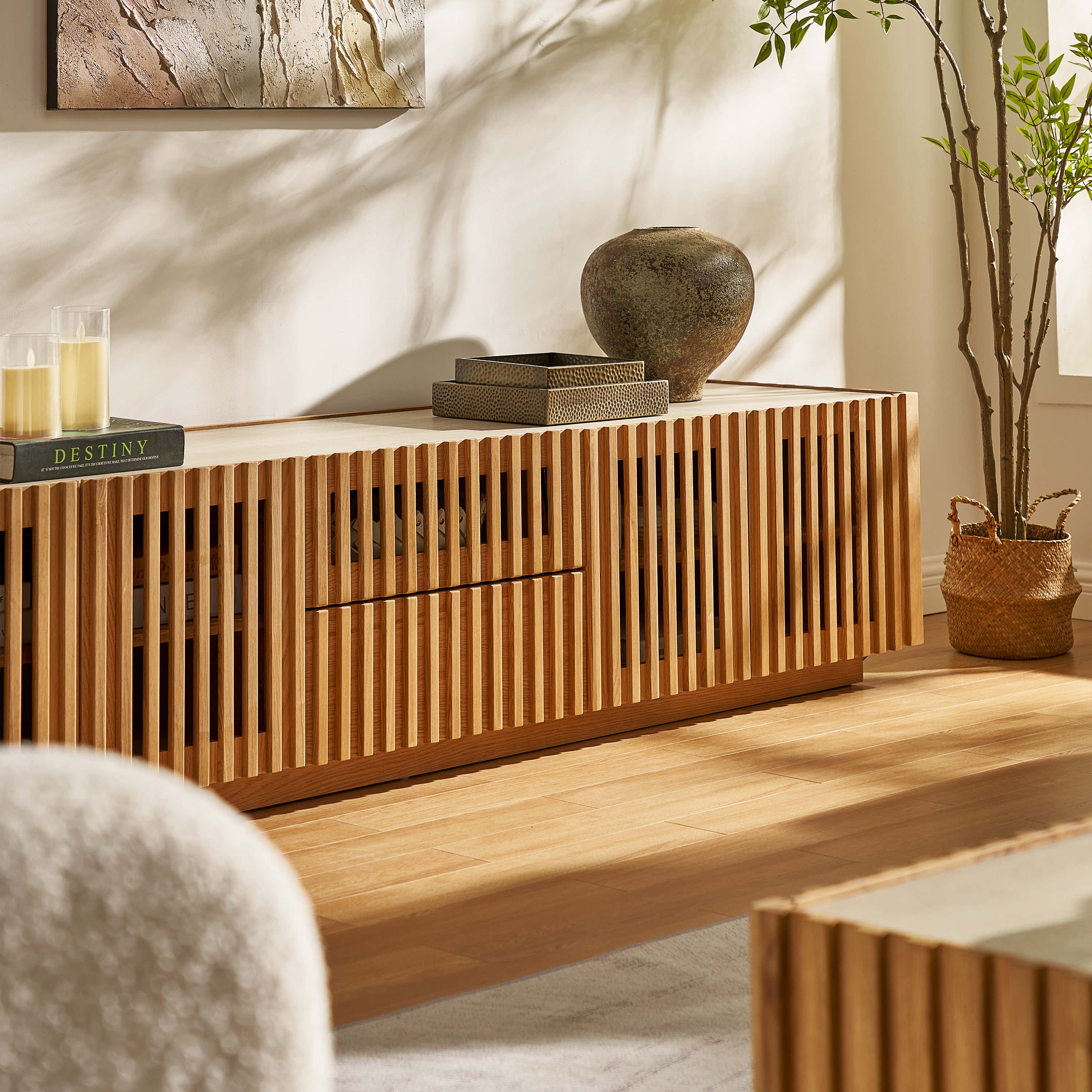 Isla Oak Sintered Stone Rectangle Coffee Table 47"