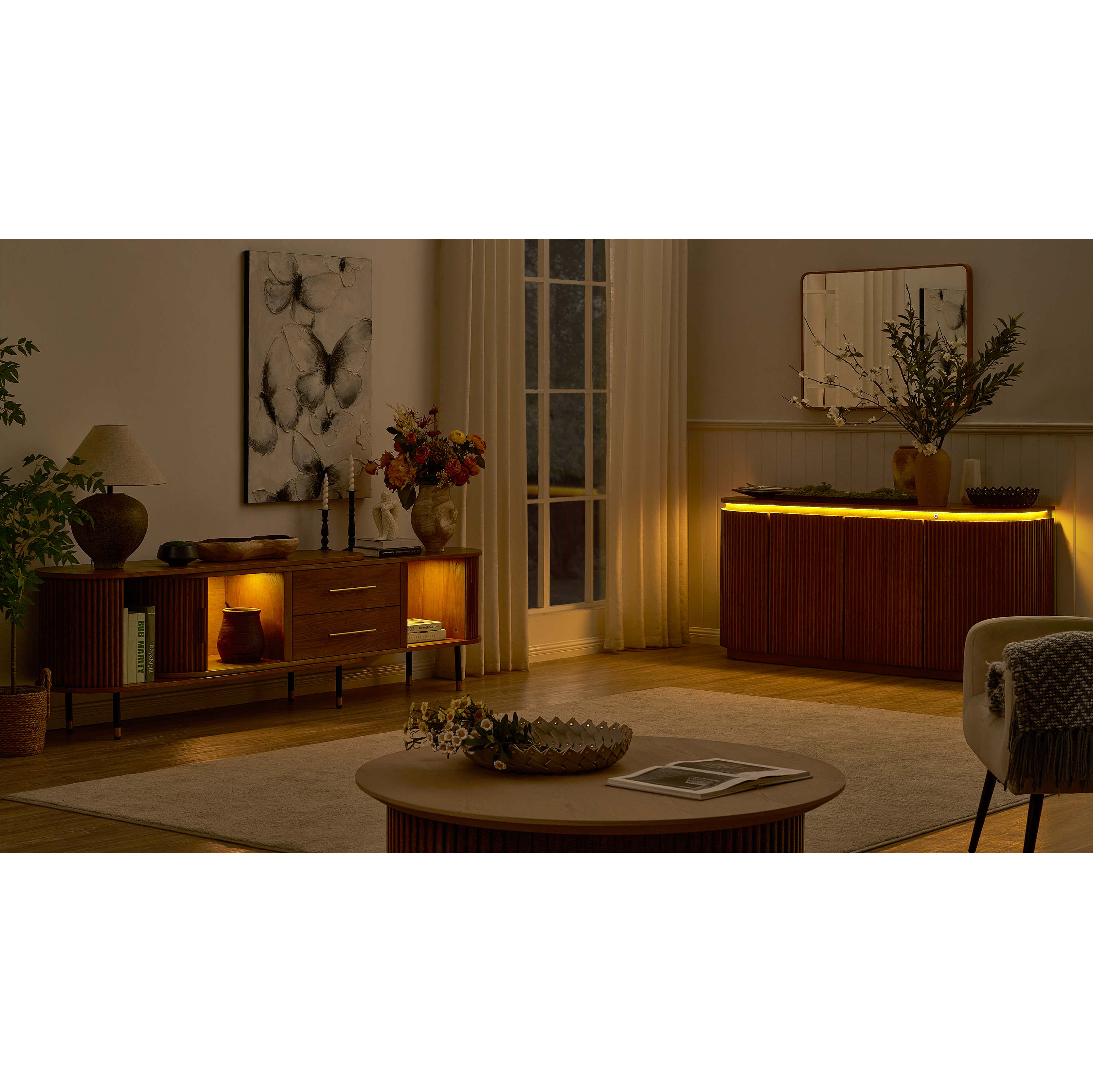 Ewan Oak Extendable Media Console 79" to 110"