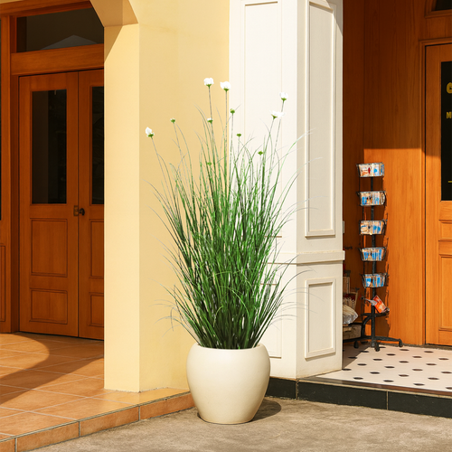 Künstlicher 15-köpfiger Kosmos mit gebogenem Zwiebelgras-Bonsai, 20 cm hoch