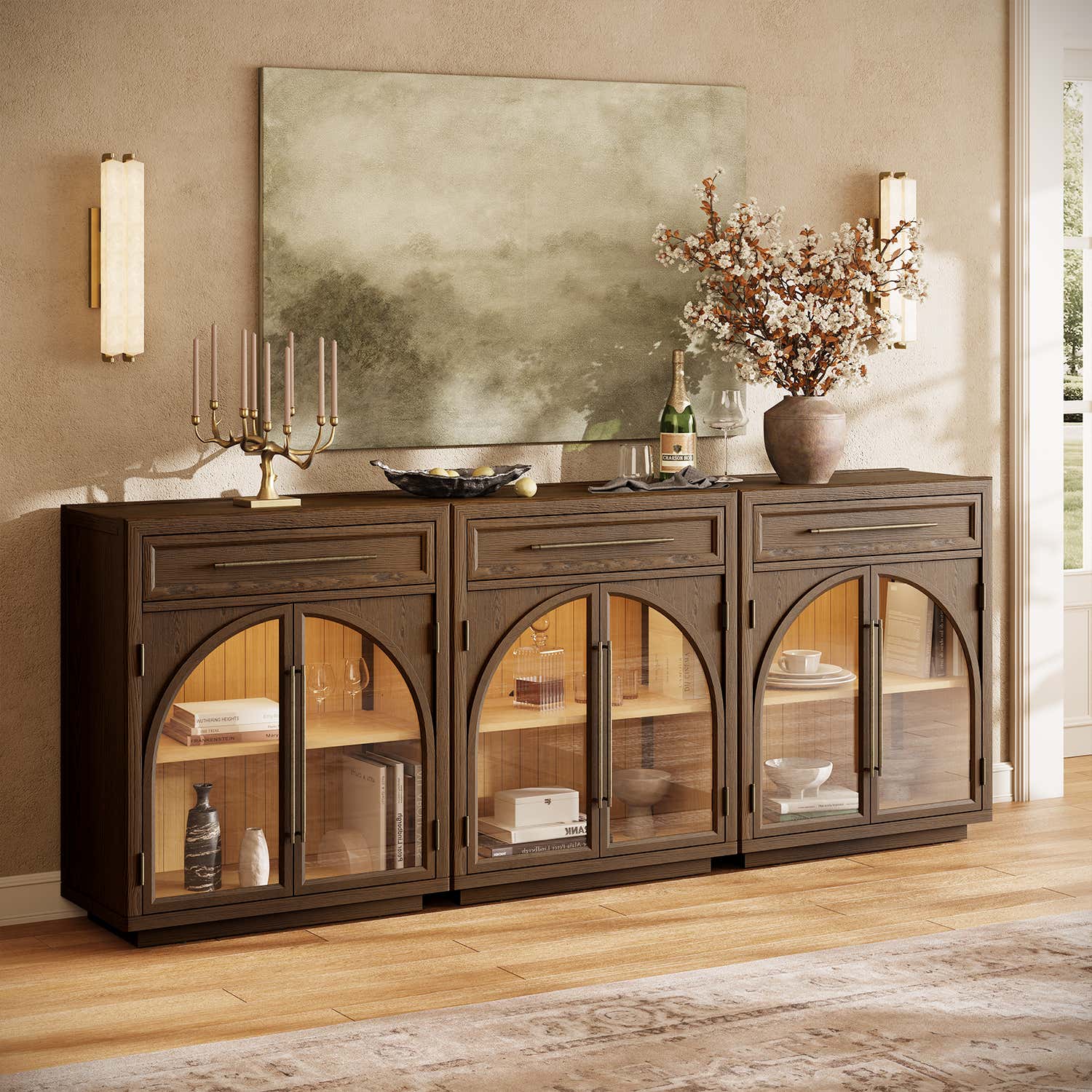 Alvar gewölbtes 64" Sideboard aus Eiche mit Schubladen (2er-Set)