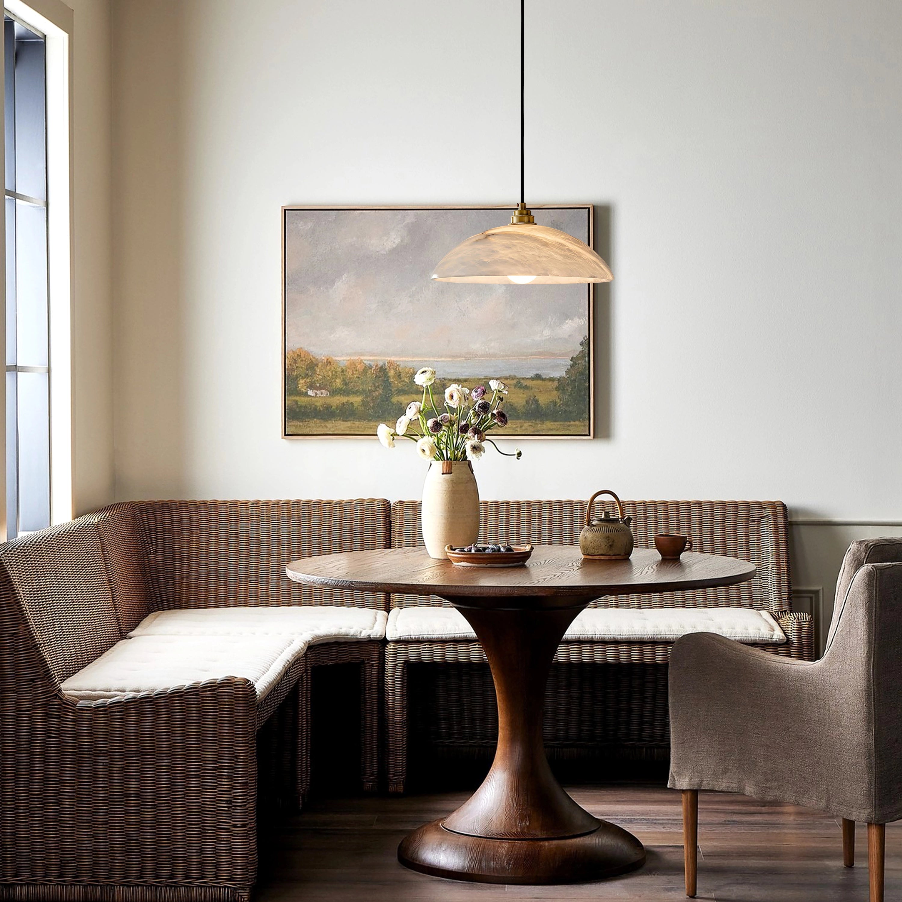 Dadaly Alabaster Moderner kleiner Kunstanhänger 20"D