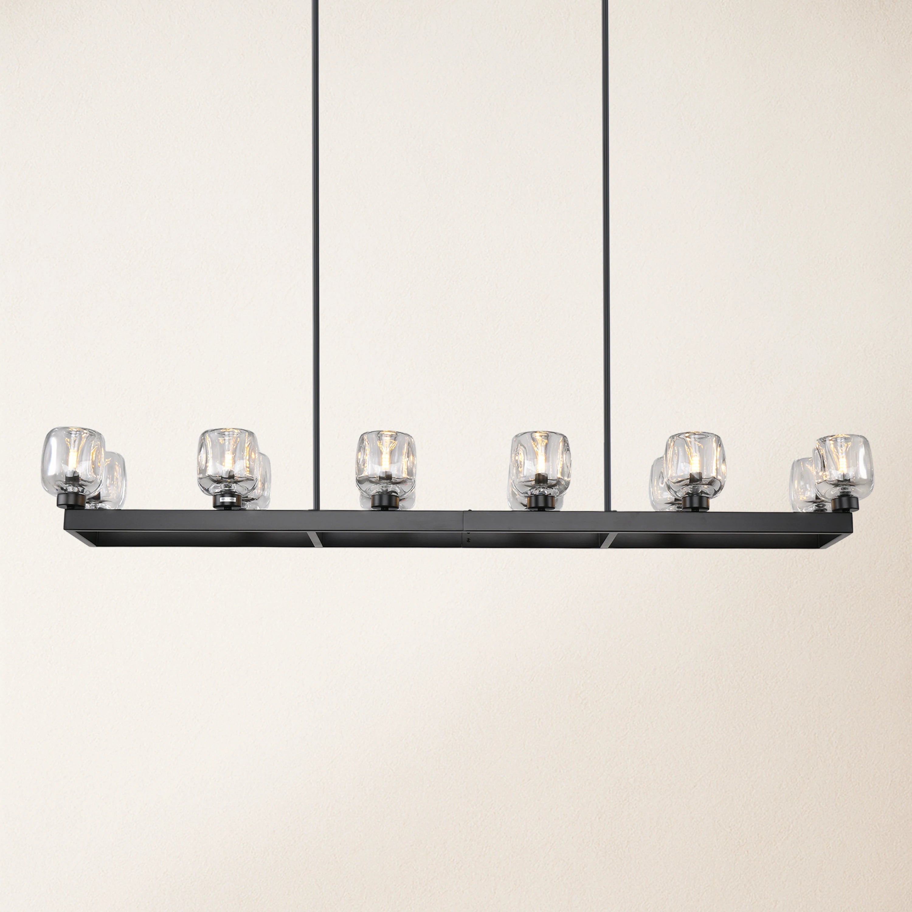 Vellum Rectangular Chandelier 59"W#Finish_Black