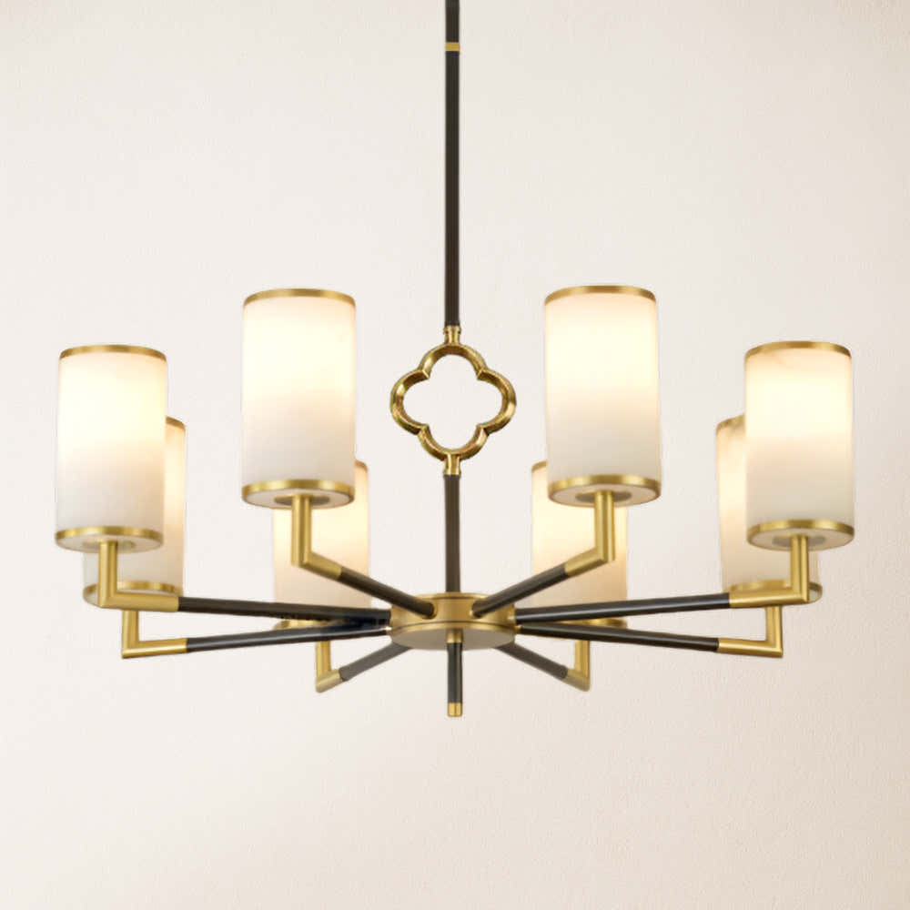 Moralischer mehrschichtiger Branda Alabaster-Kronleuchter, rund, 86,4 cm Durchmesser