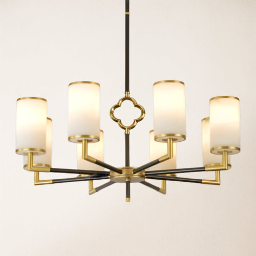 Moralischer mehrschichtiger Branda Alabaster-Kronleuchter, rund, 86,4 cm Durchmesser