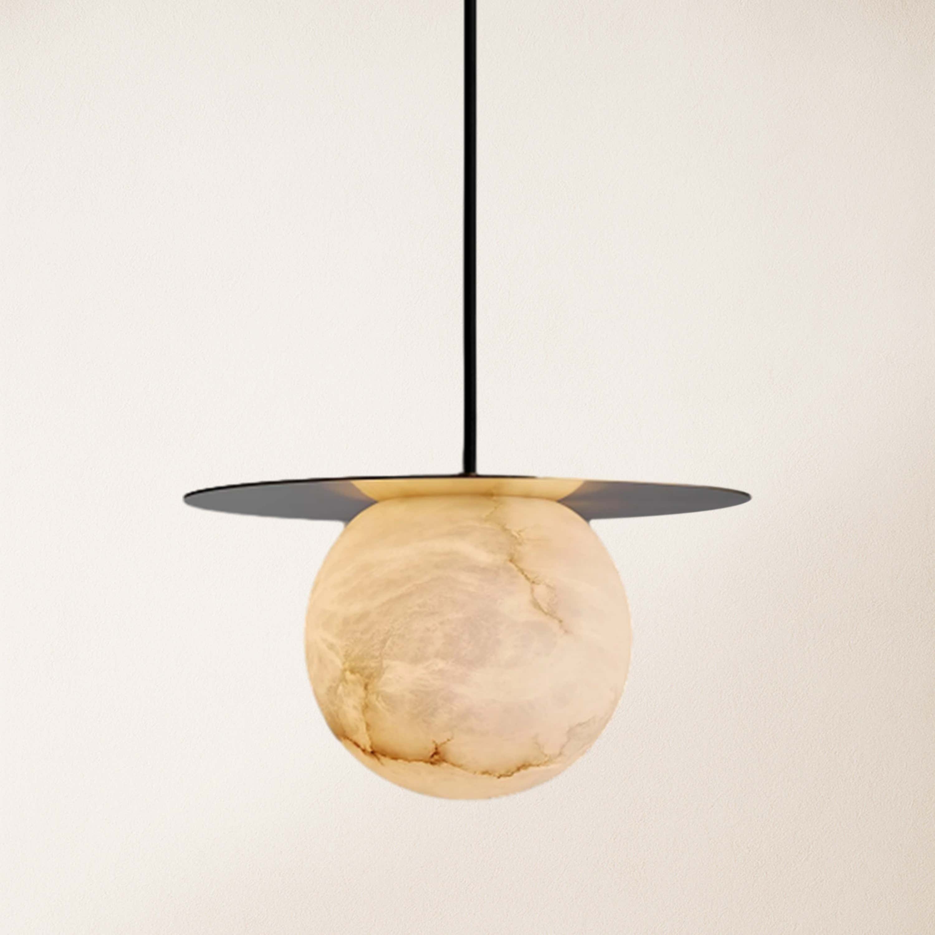 Dadaly Garfield Spanischer Alabaster-Anhänger, klein, Kunst-Nachttisch, 39,9 cm Durchmesser