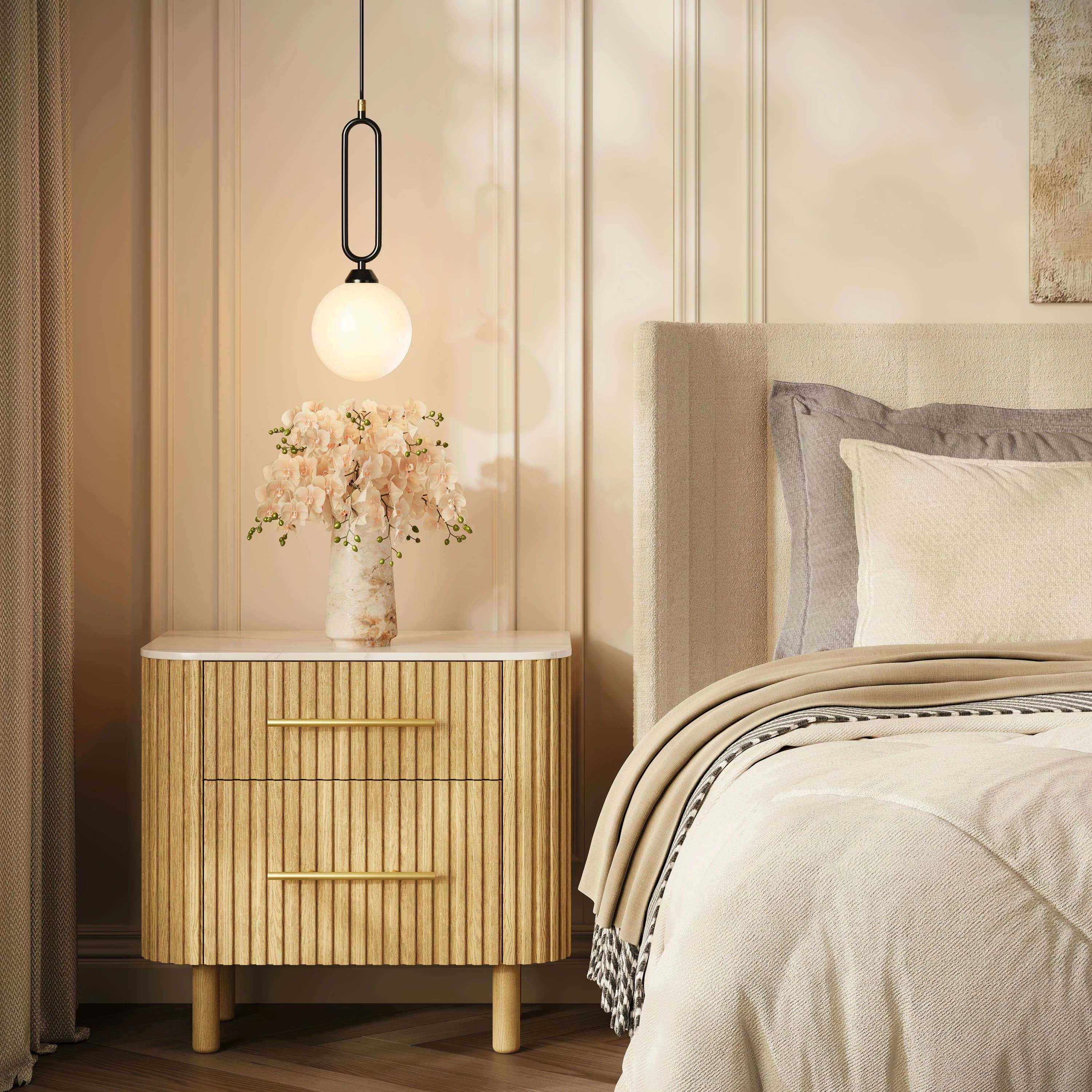 Dadaly Alabaster-Anhänger mit kleiner Kunstkugel, 14 cm Durchmesser