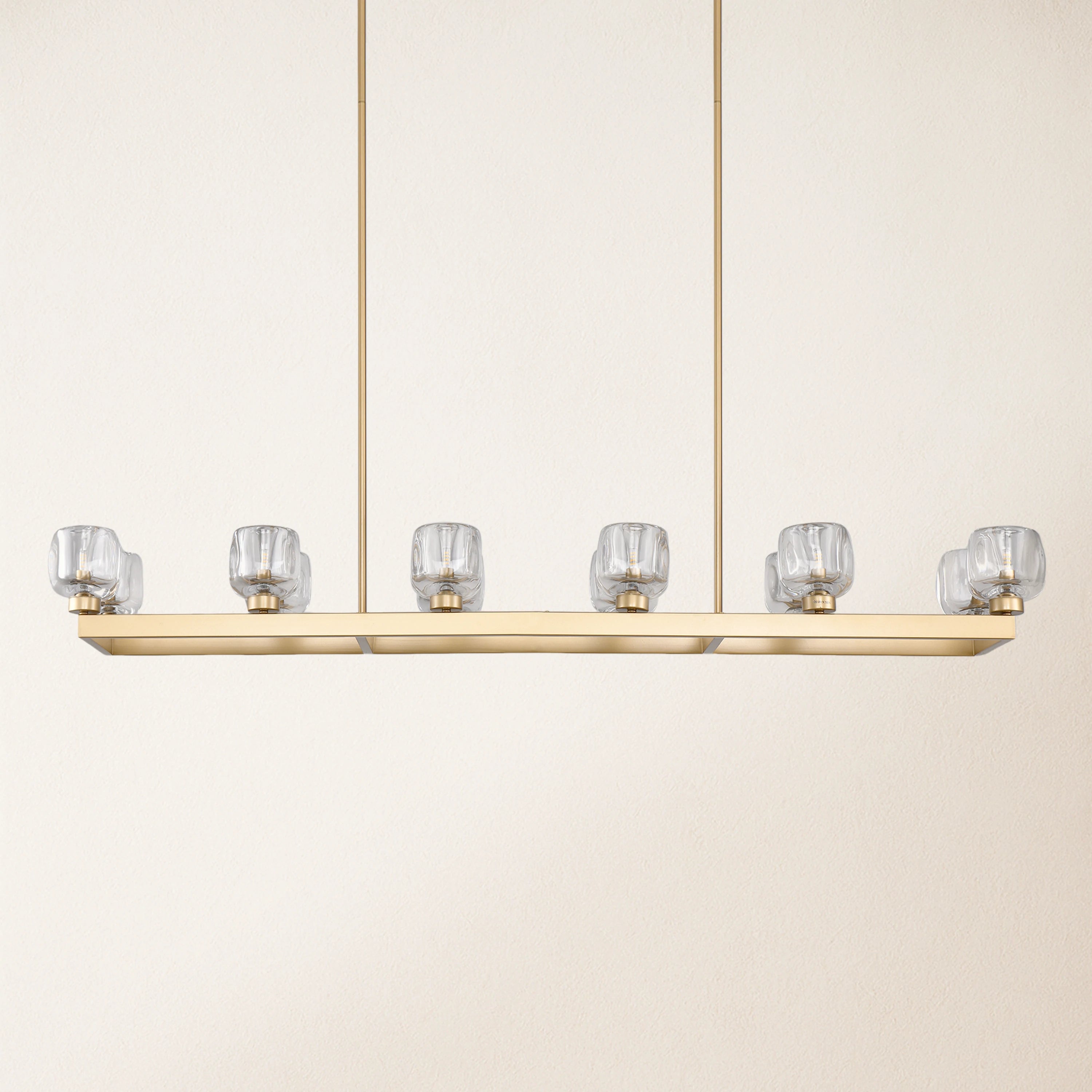 Vellum Rectangular Chandelier 59"W#Finish_Gold