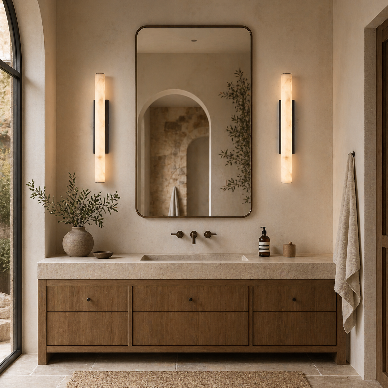 Sylvia Palladian Alabaster Wandleuchte 36"H