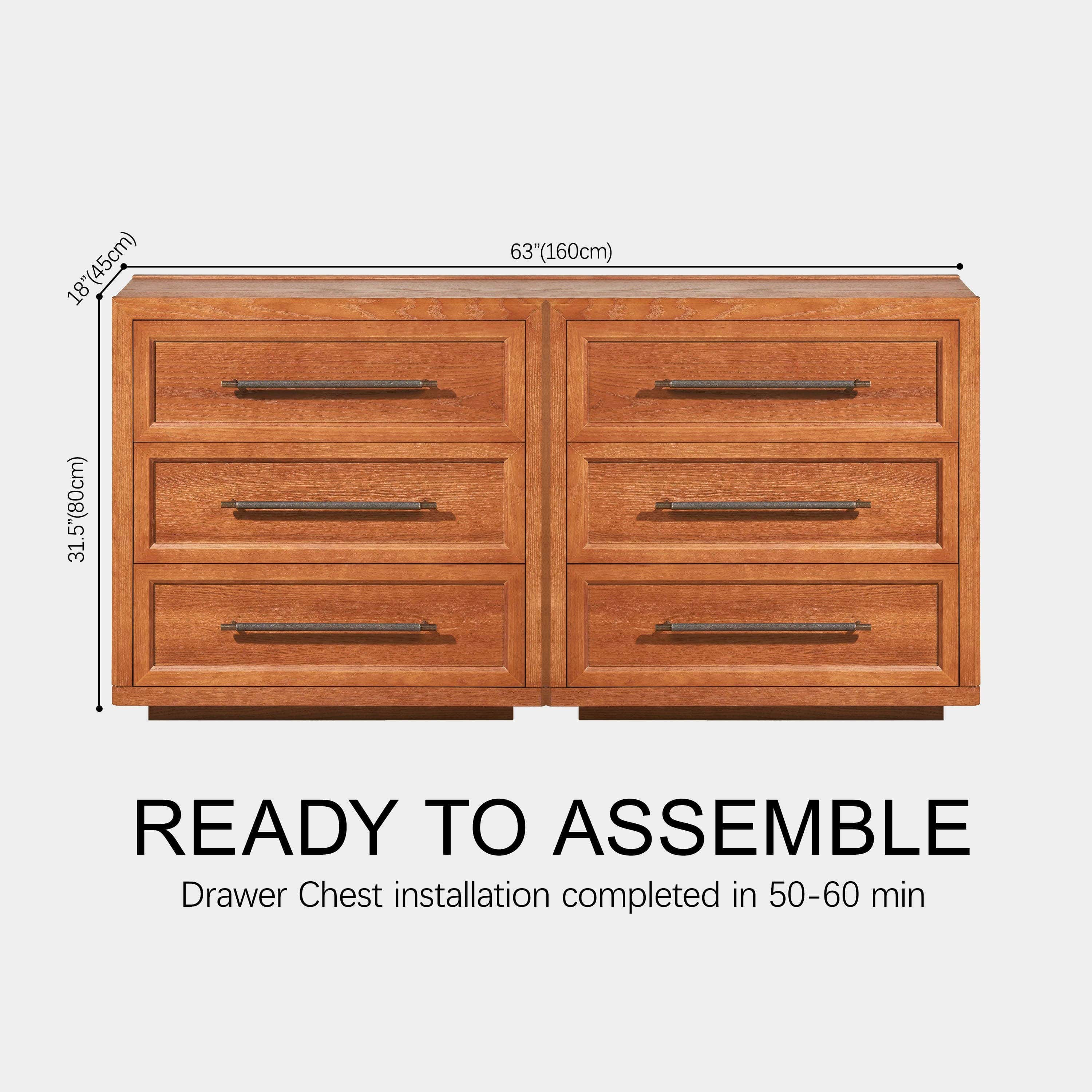 Alvar 63″ Eichenkommode mit 6 Schubladen (2er-Set)
