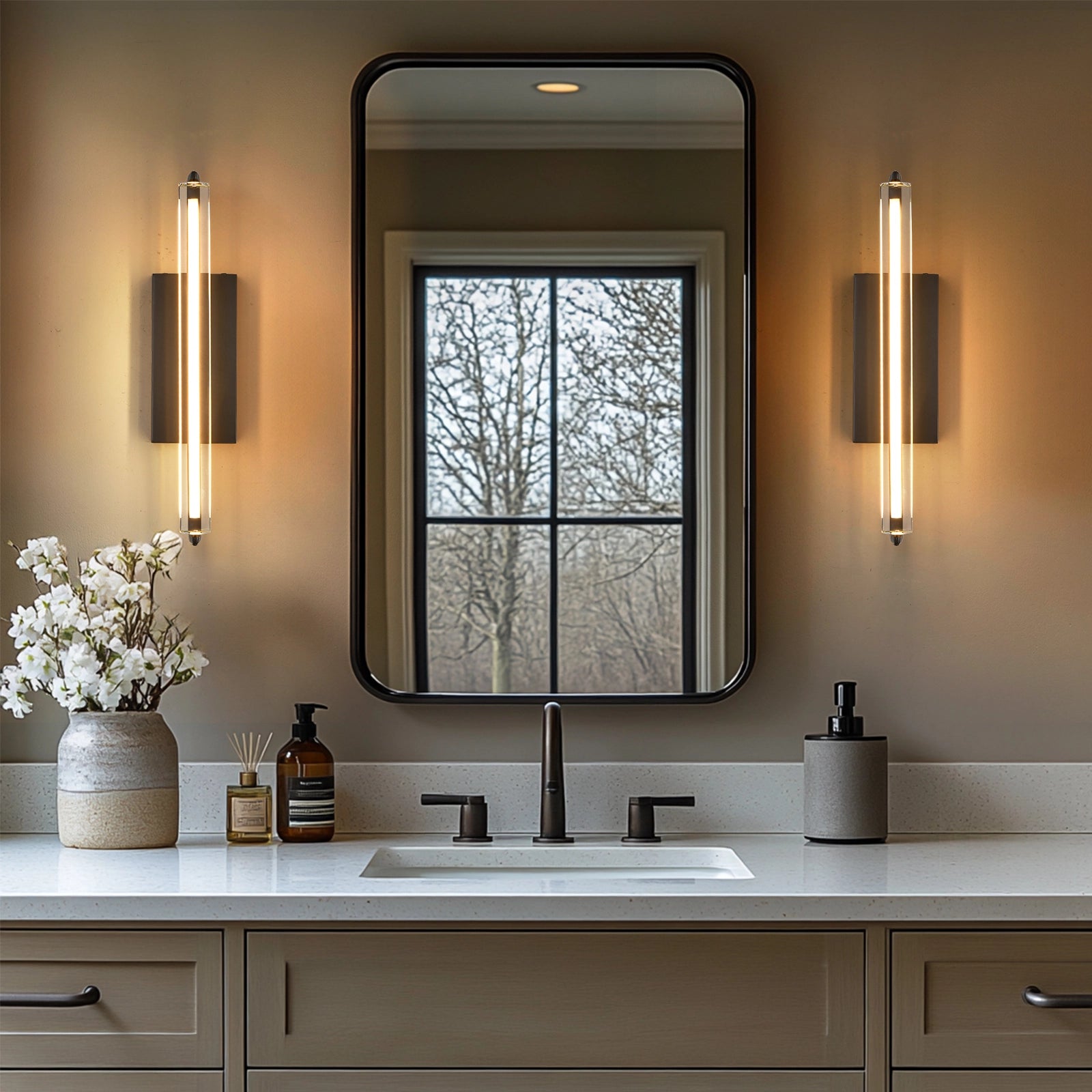 Clara Glow Crystal Single Wall Sconce 19"#Finish_Black