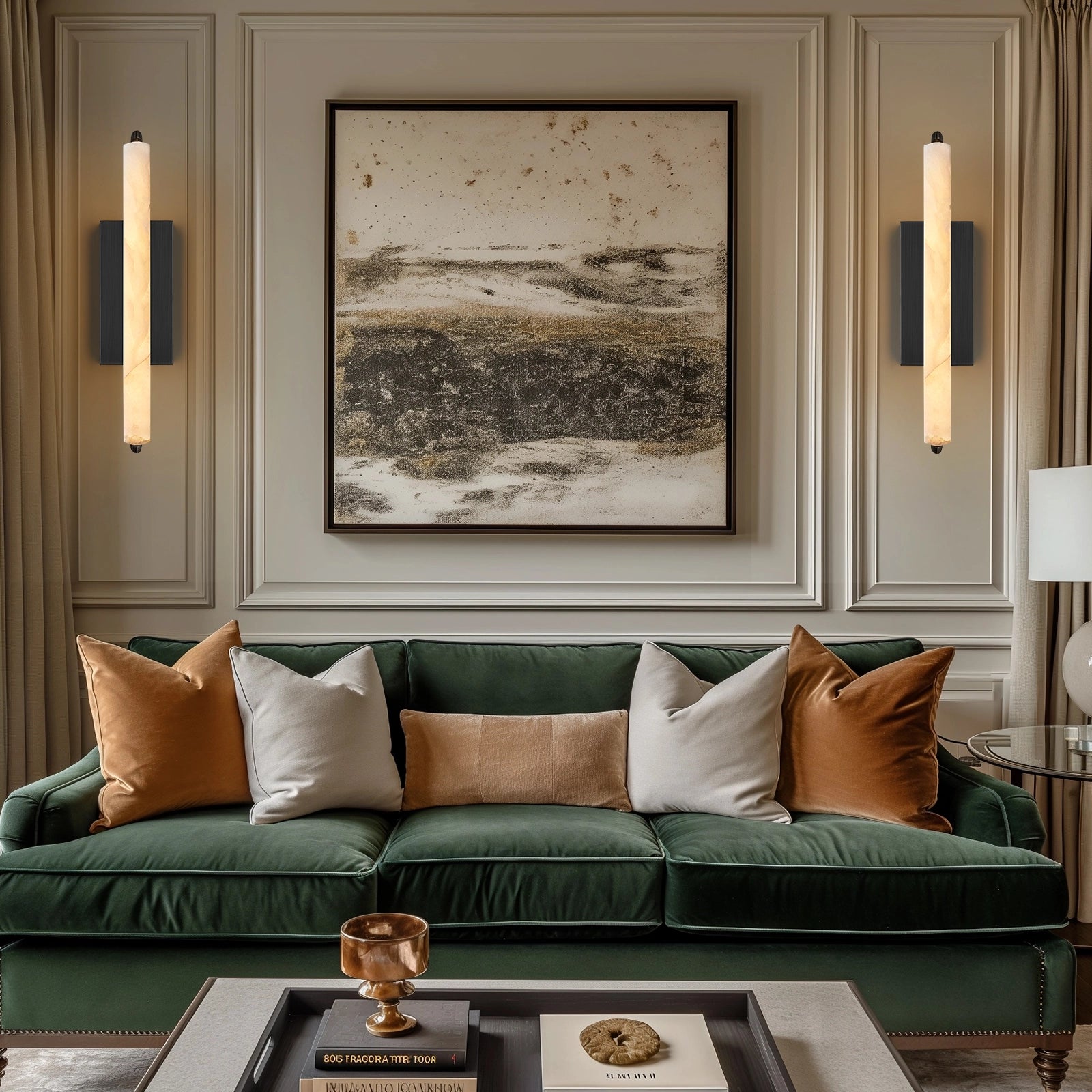 Clara Glow Alabaster Single Wall Sconce 19"H#Finish_Black