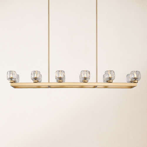 Vellum Rectangular Chandelier 59"W#Finish_Gold