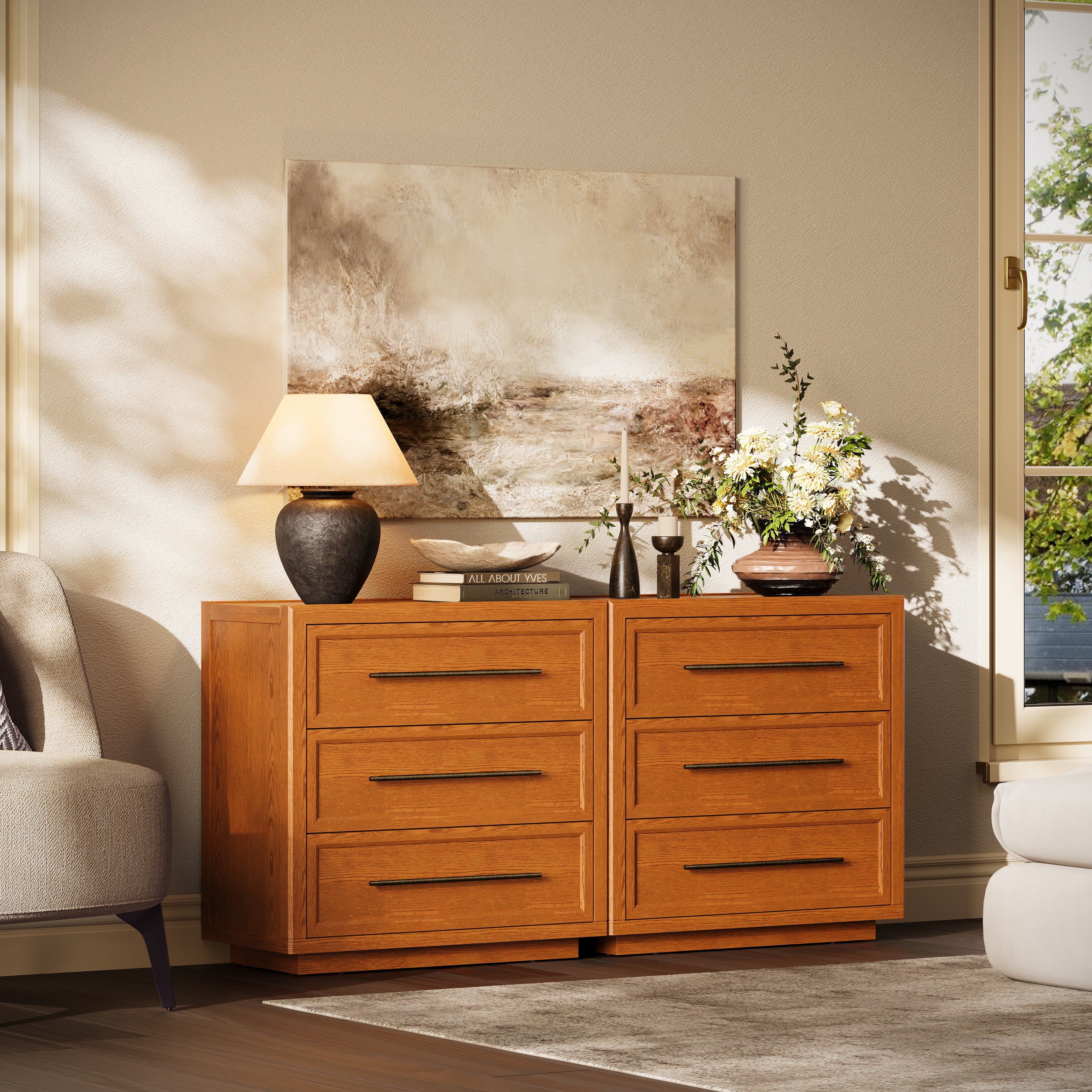 Alvar 63″ Eichenkommode mit 6 Schubladen (2er-Set)