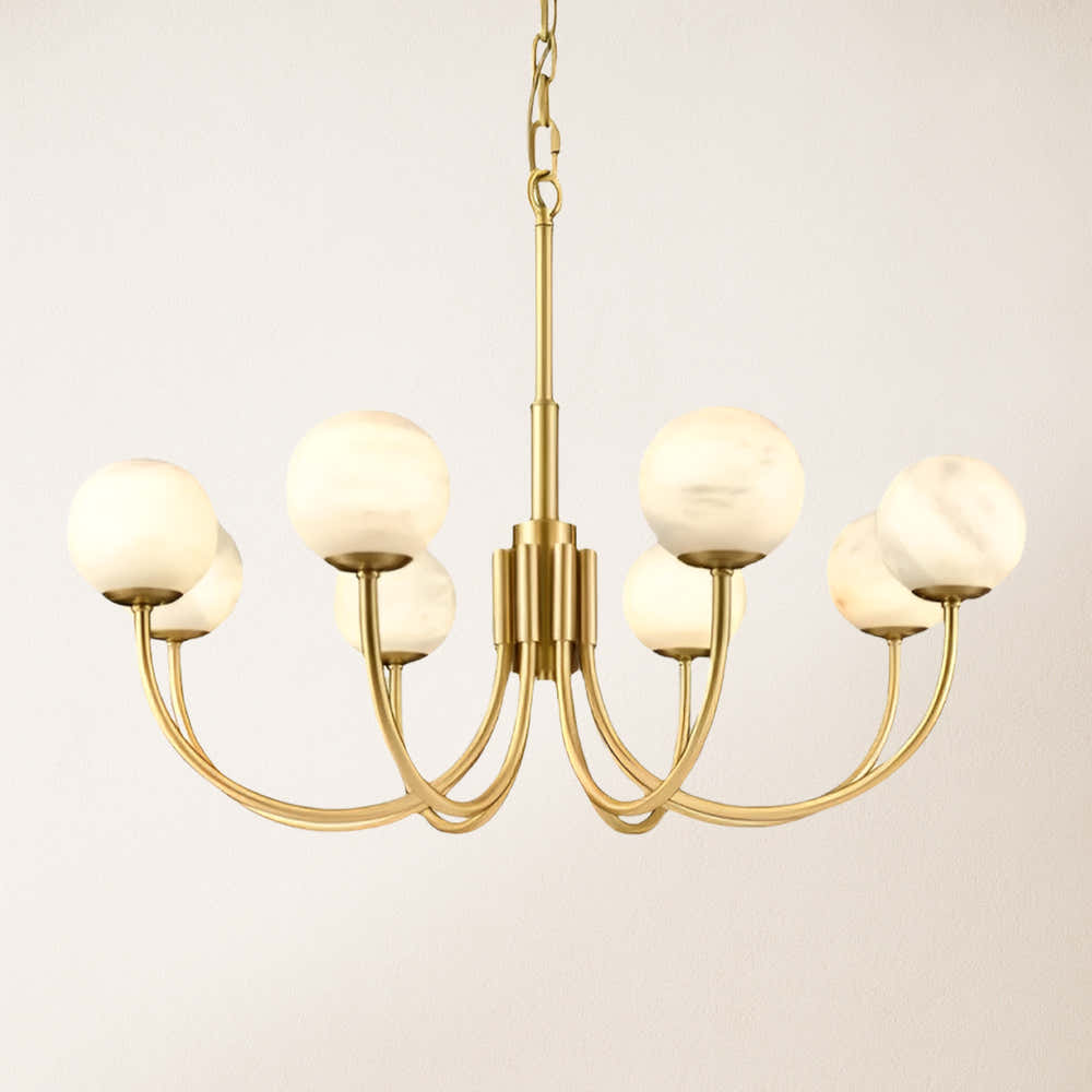 Moderner runder Alabaster-Kronleuchter, 80 cm Durchmesser