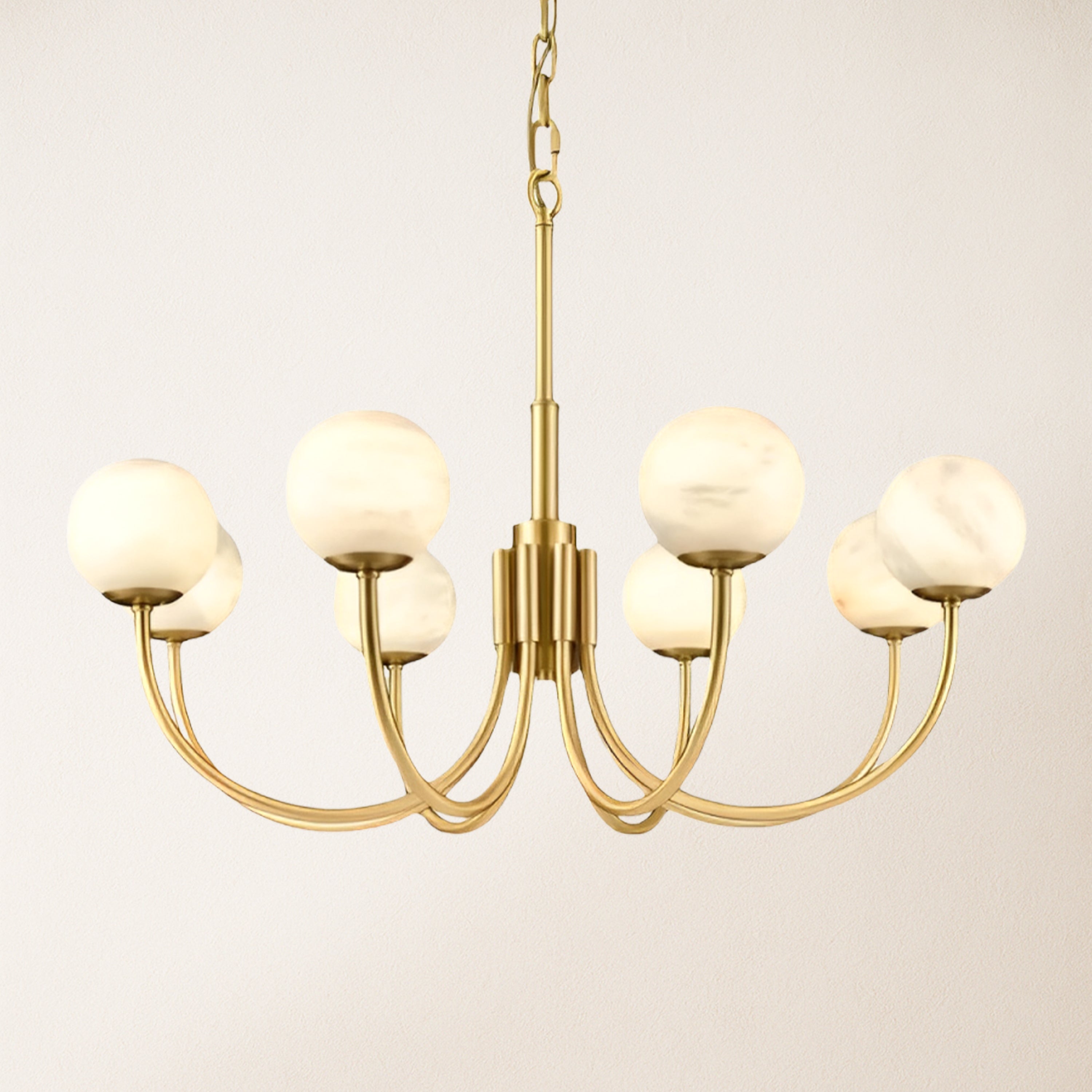 Moderner runder Alabaster-Kronleuchter, 80 cm Durchmesser