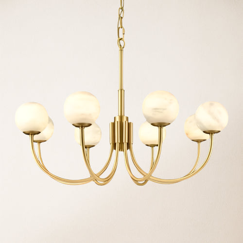 Moderner runder Alabaster-Kronleuchter, 80 cm Durchmesser