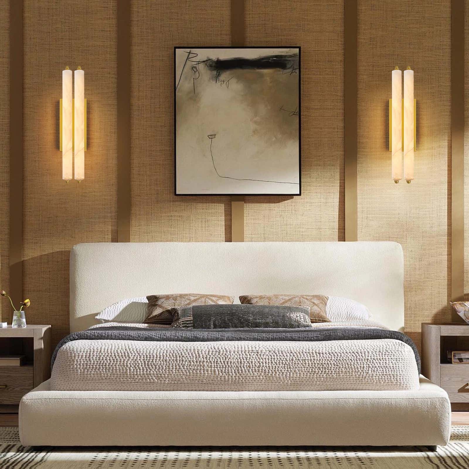 Clara Glow Alabaster Double Wall Sconce 19"H#Finish_Gold