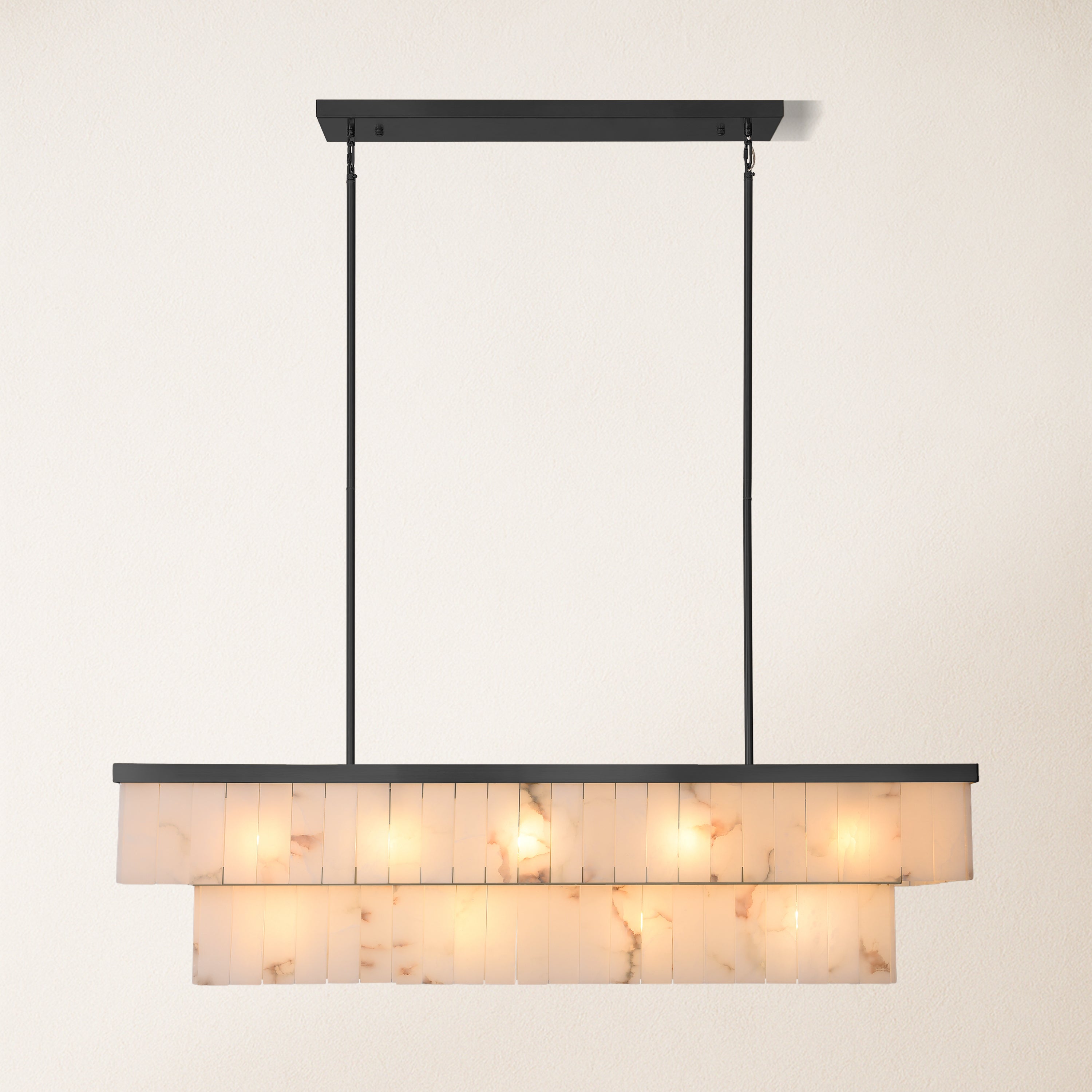 Solmare Alabaster Rectangular Chandelier 55"W