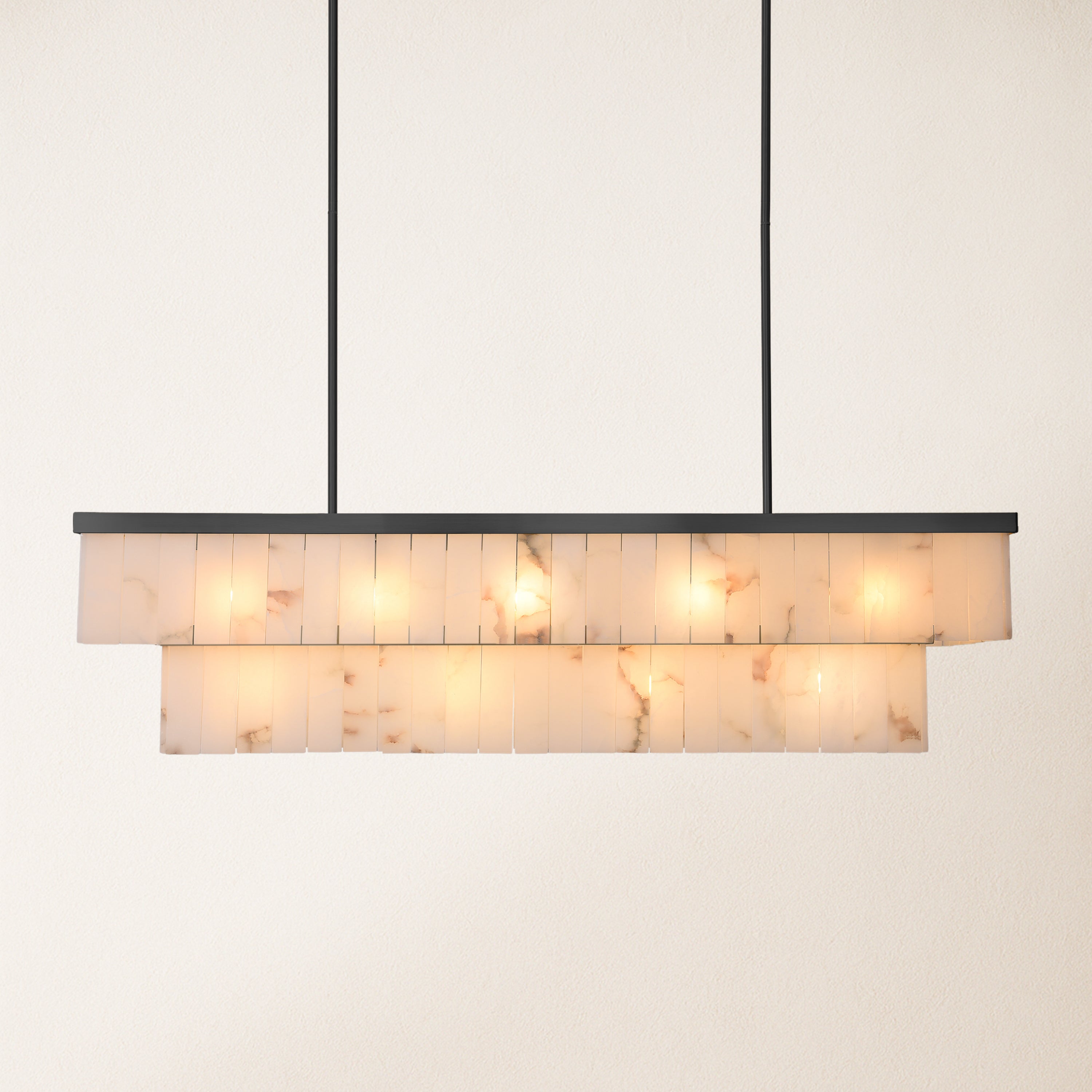 Solmare Alabaster Rechteckiger Kronleuchter 55"B