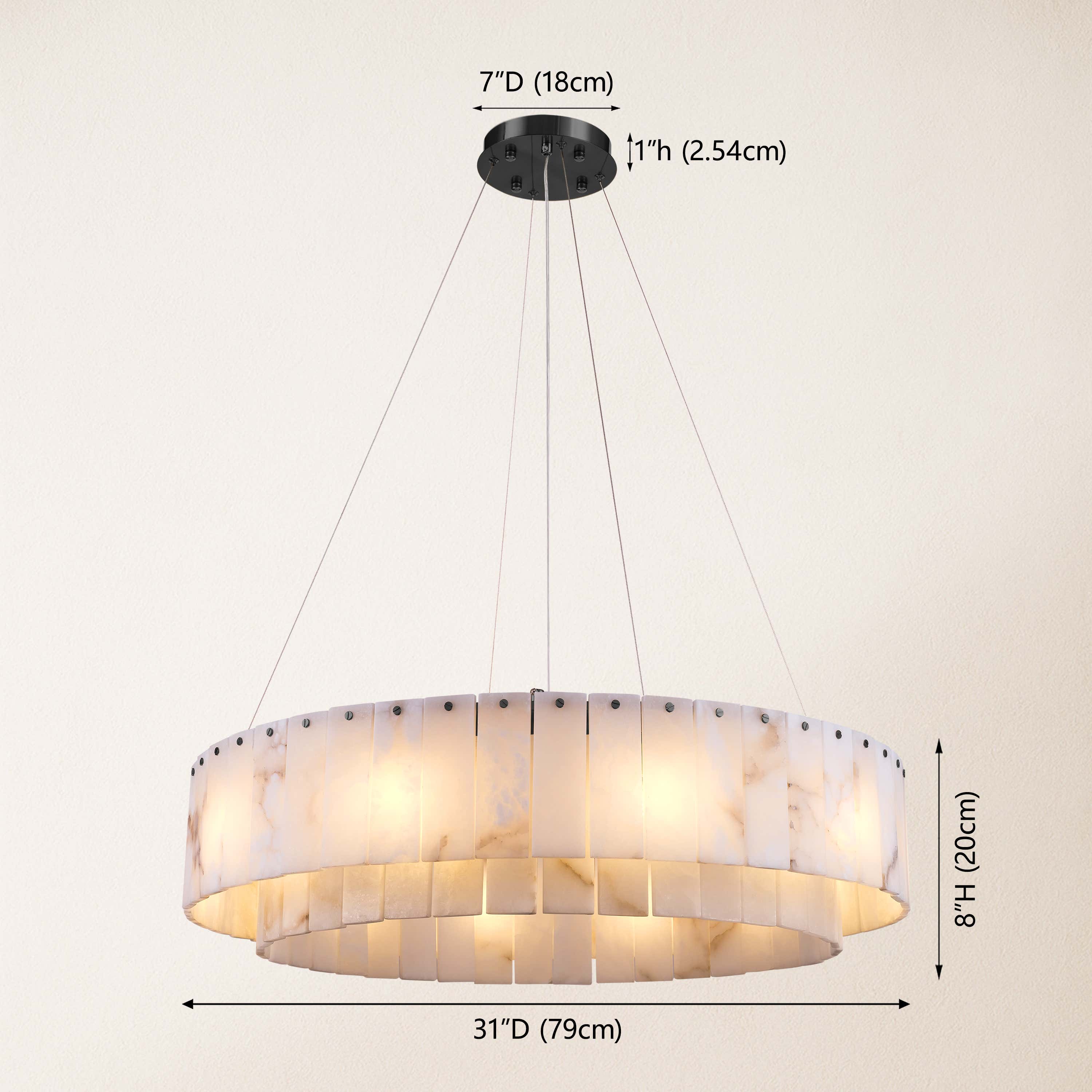 Sawyer Alabaster Round Chandelier 32"