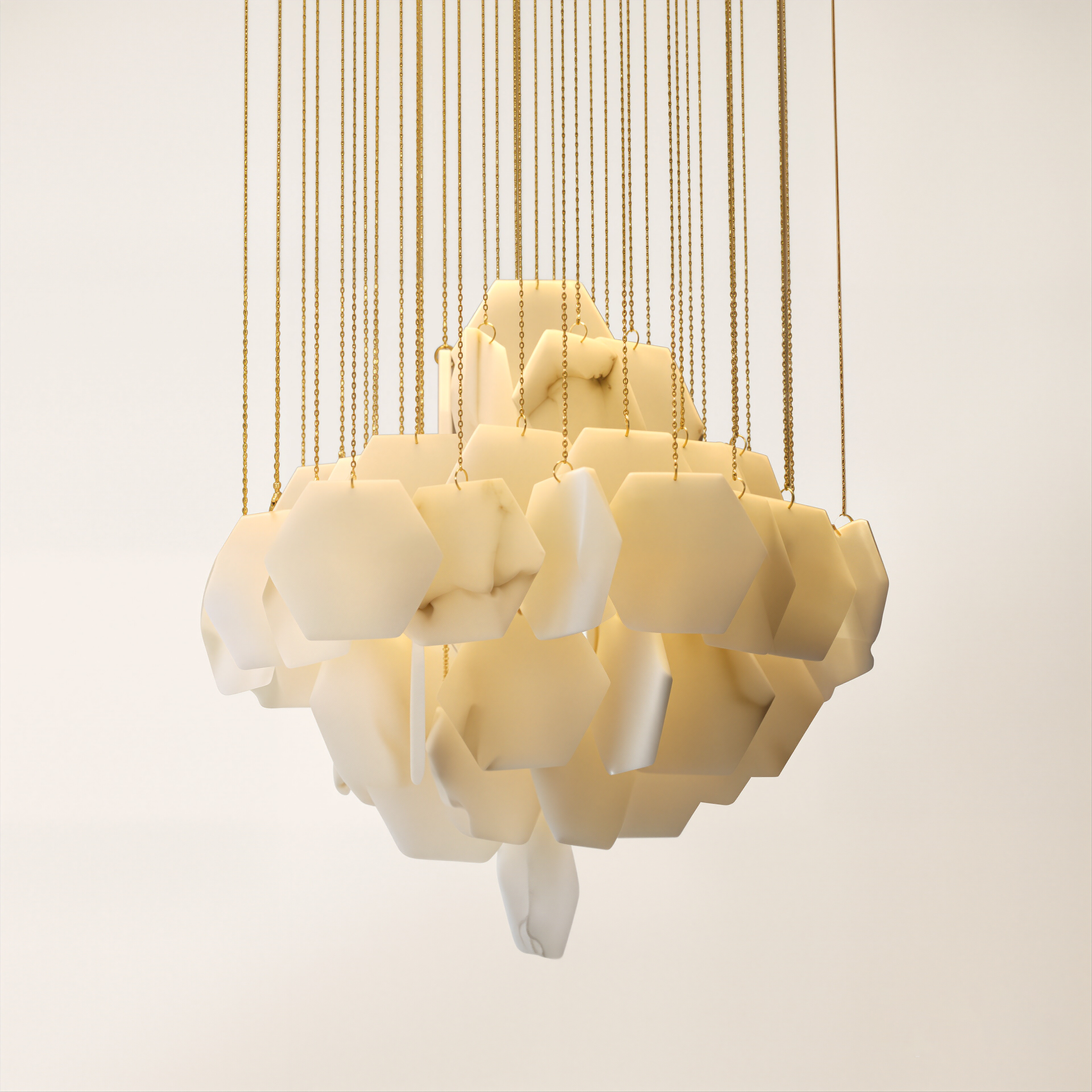 Talan Mehrschichtiger unregelmäßiger Alabaster-Kronleuchter 31,5"D