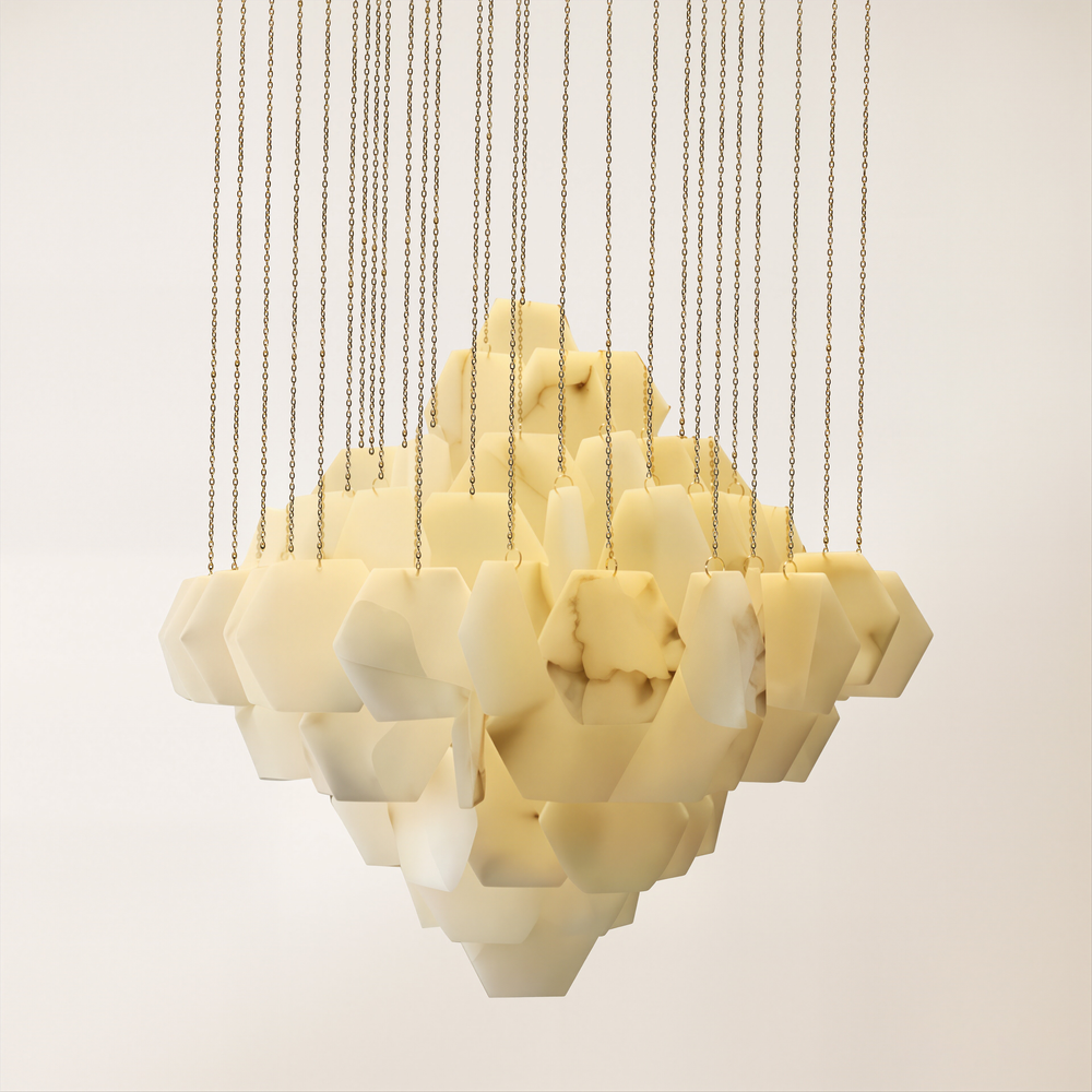Talan Mehrschichtiger unregelmäßiger Alabaster-Kronleuchter 39"D