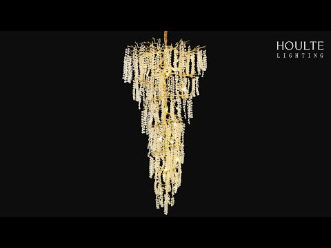 Video laden: Shiro Noda Kristall-Baumzweig-Kronleuchter, rund, 241,3 cm