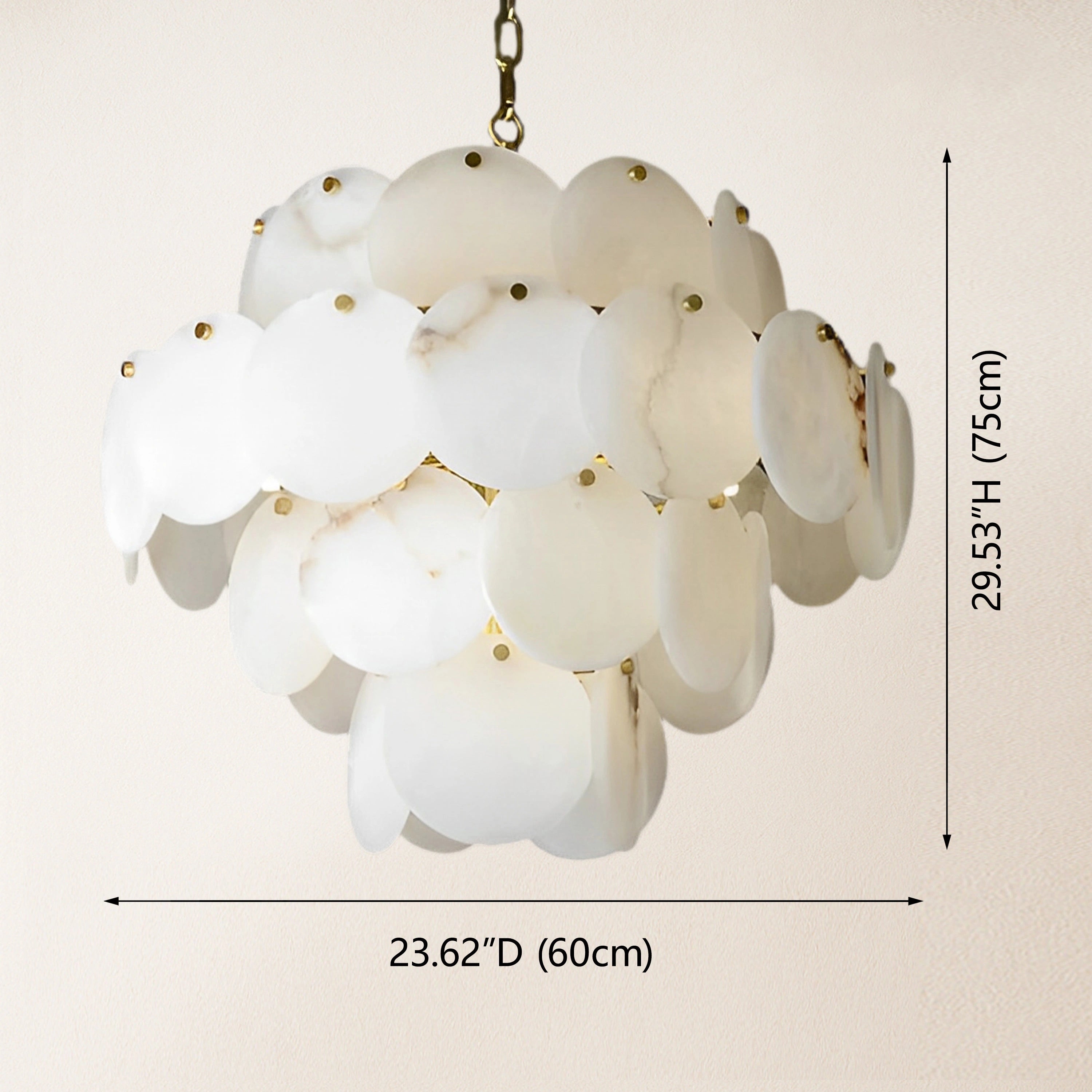 Egwent Alabaster Dish Magnolia Mehrstufiger runder Kronleuchter 23"D