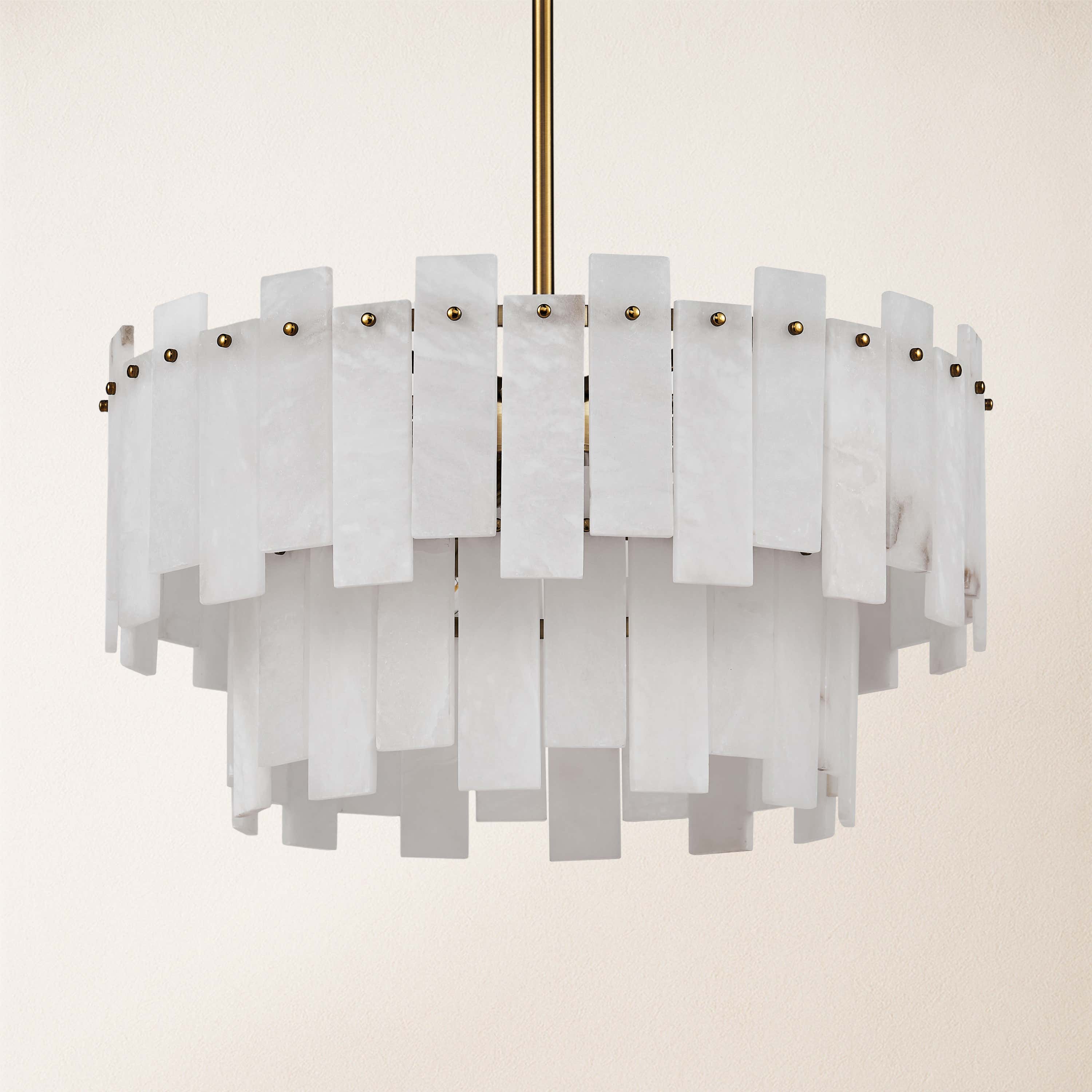 Nivislight Alabaster 2-Tier Round Chandelier 24"D