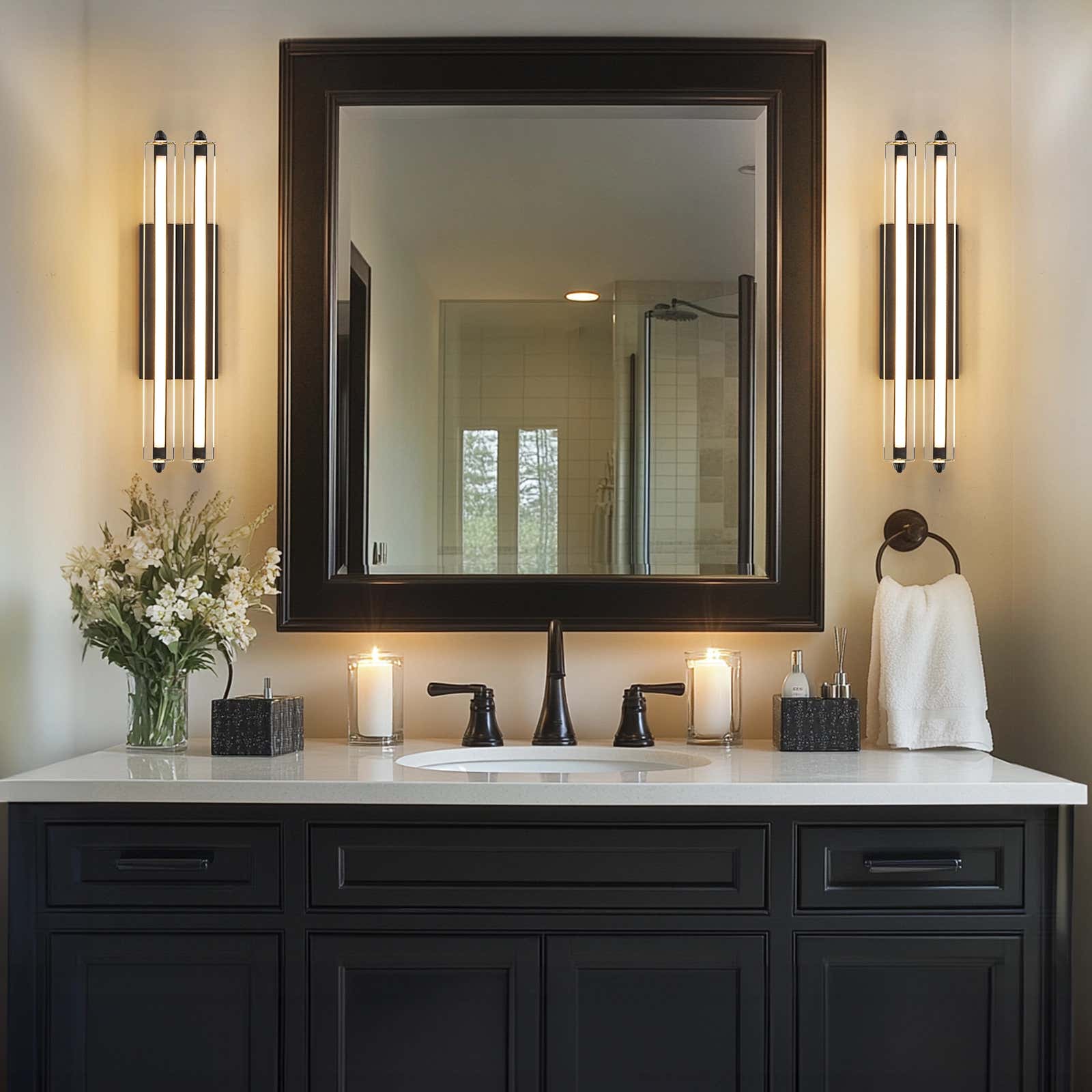 Clara Glow Crystal Double Wall Sconce 19"#Finish_Black