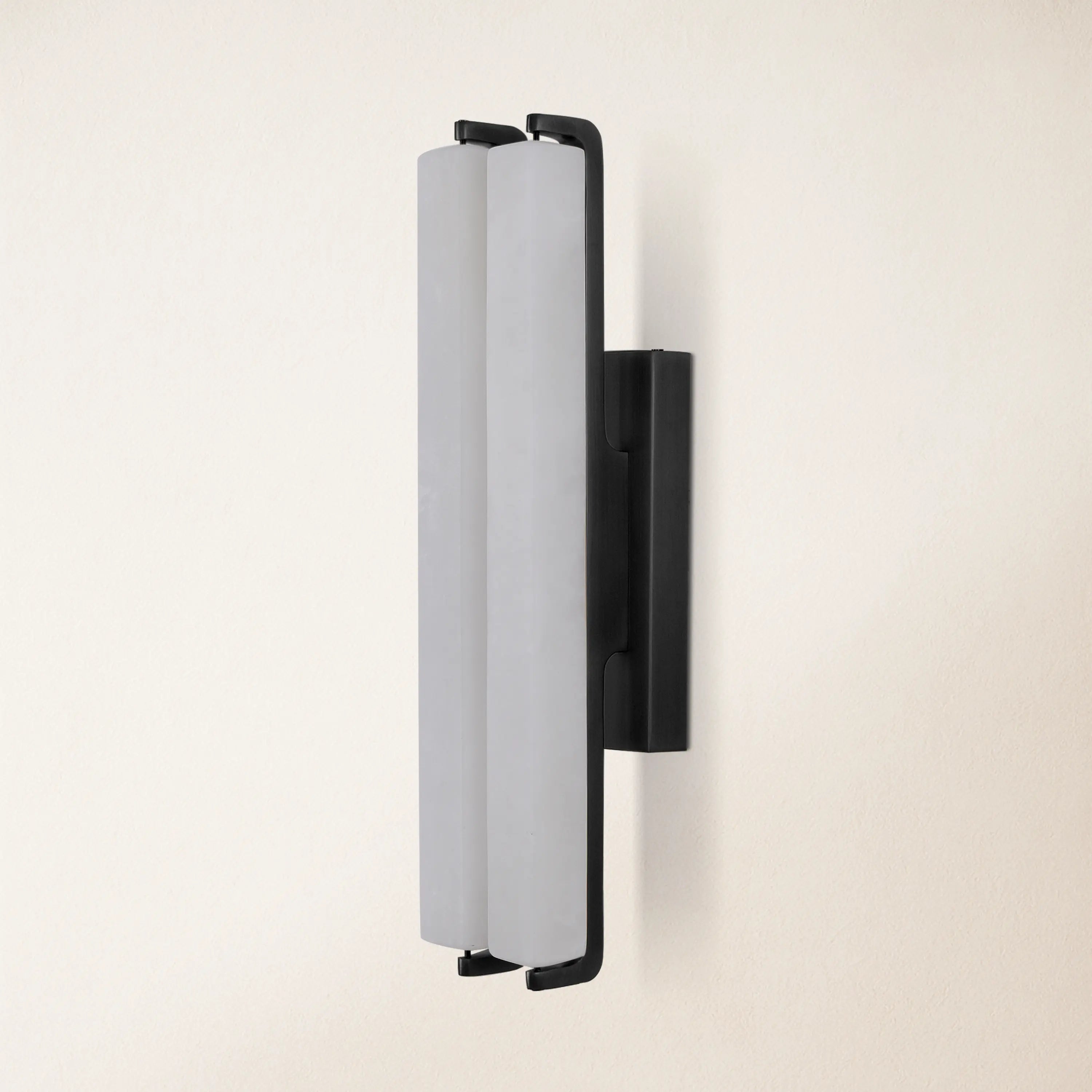 Clara Glow Alabaster Double Wall Sconce 19"H#Finish_Black