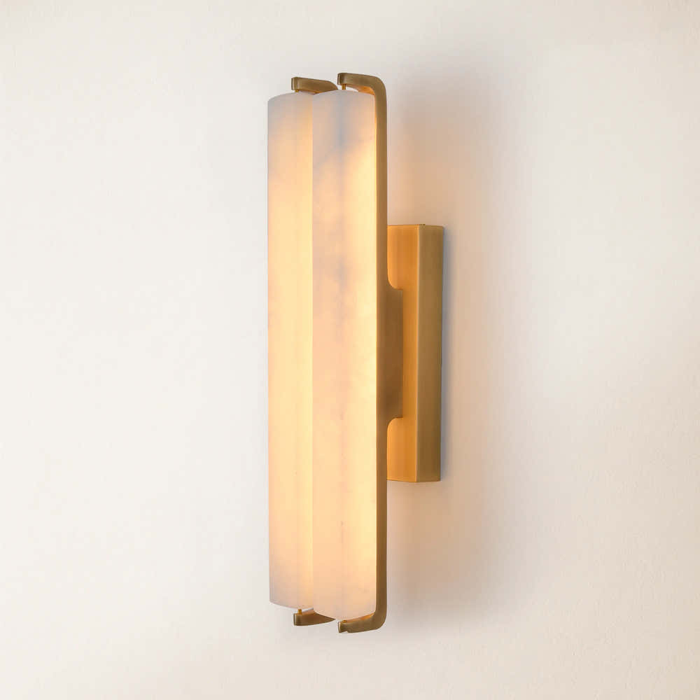 Clara Glow Alabaster Double Wall Sconce 19"H#Finish_Gold