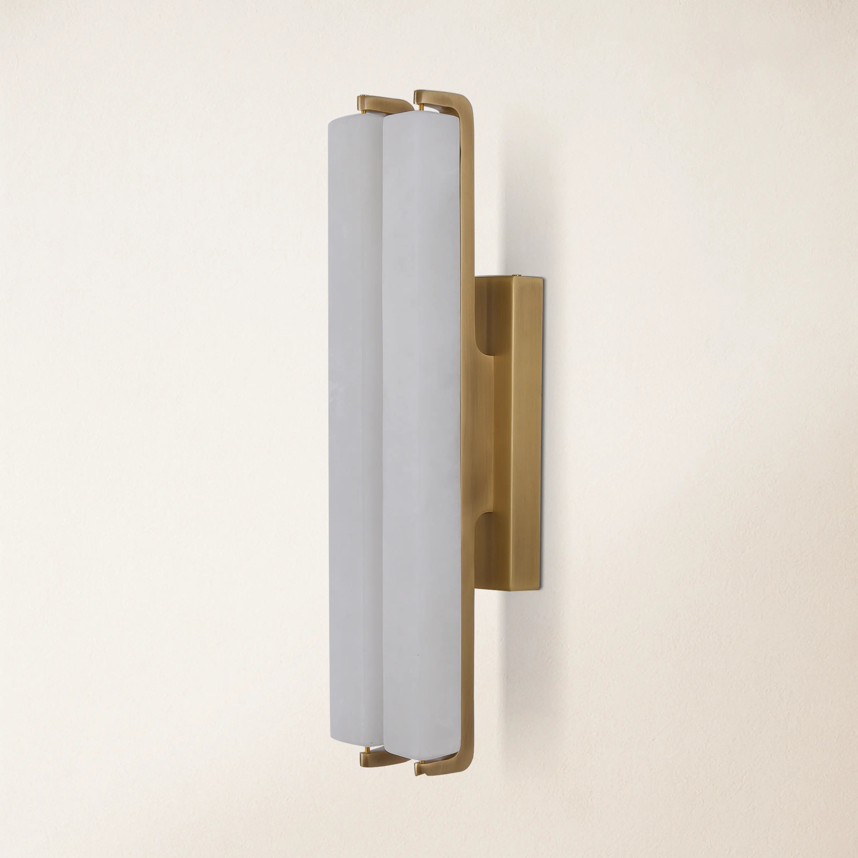 Clara Glow Alabaster Double Wall Sconce 19"H#Finish_Gold