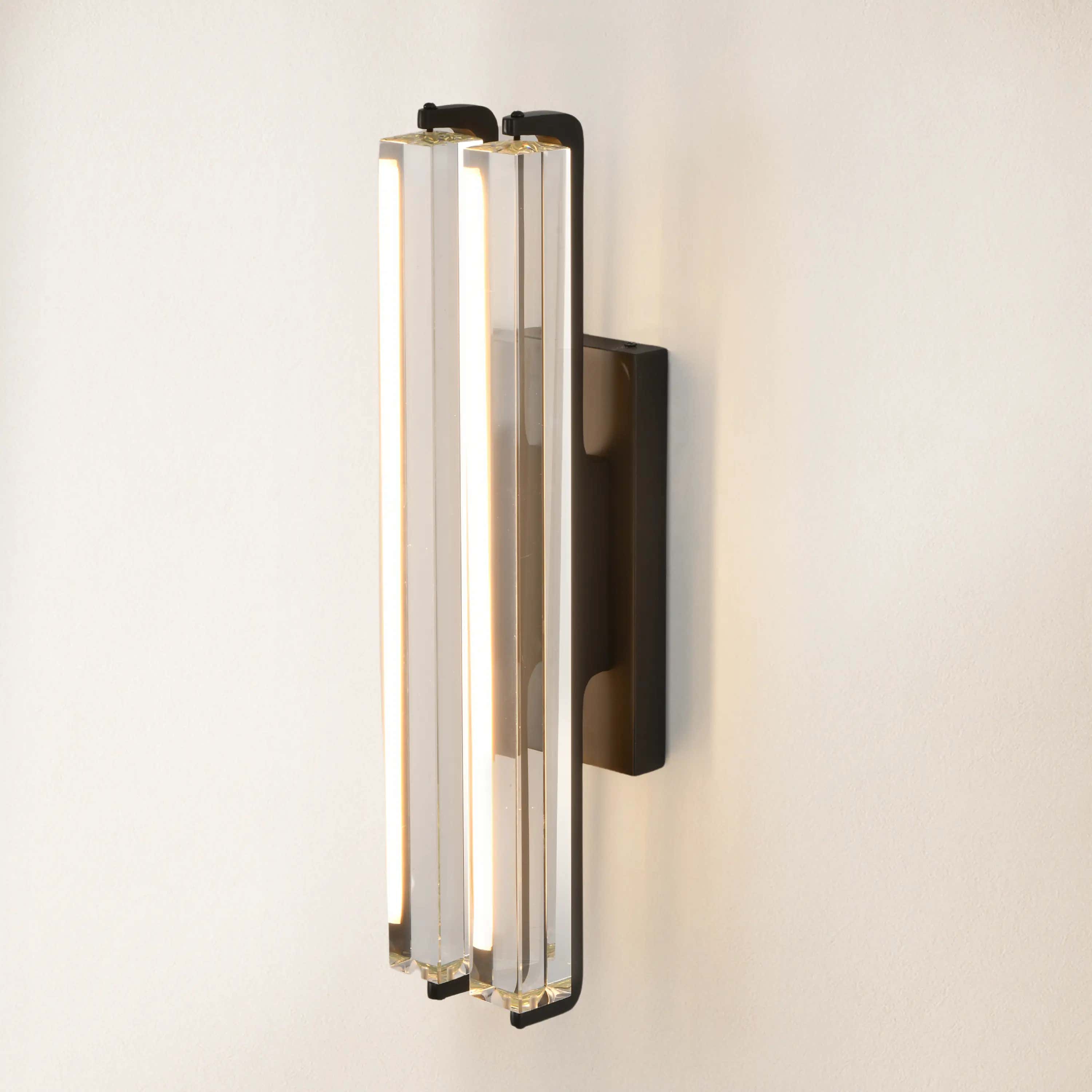 Clara Glow Crystal Double Wall Sconce 19"#Finish_Black