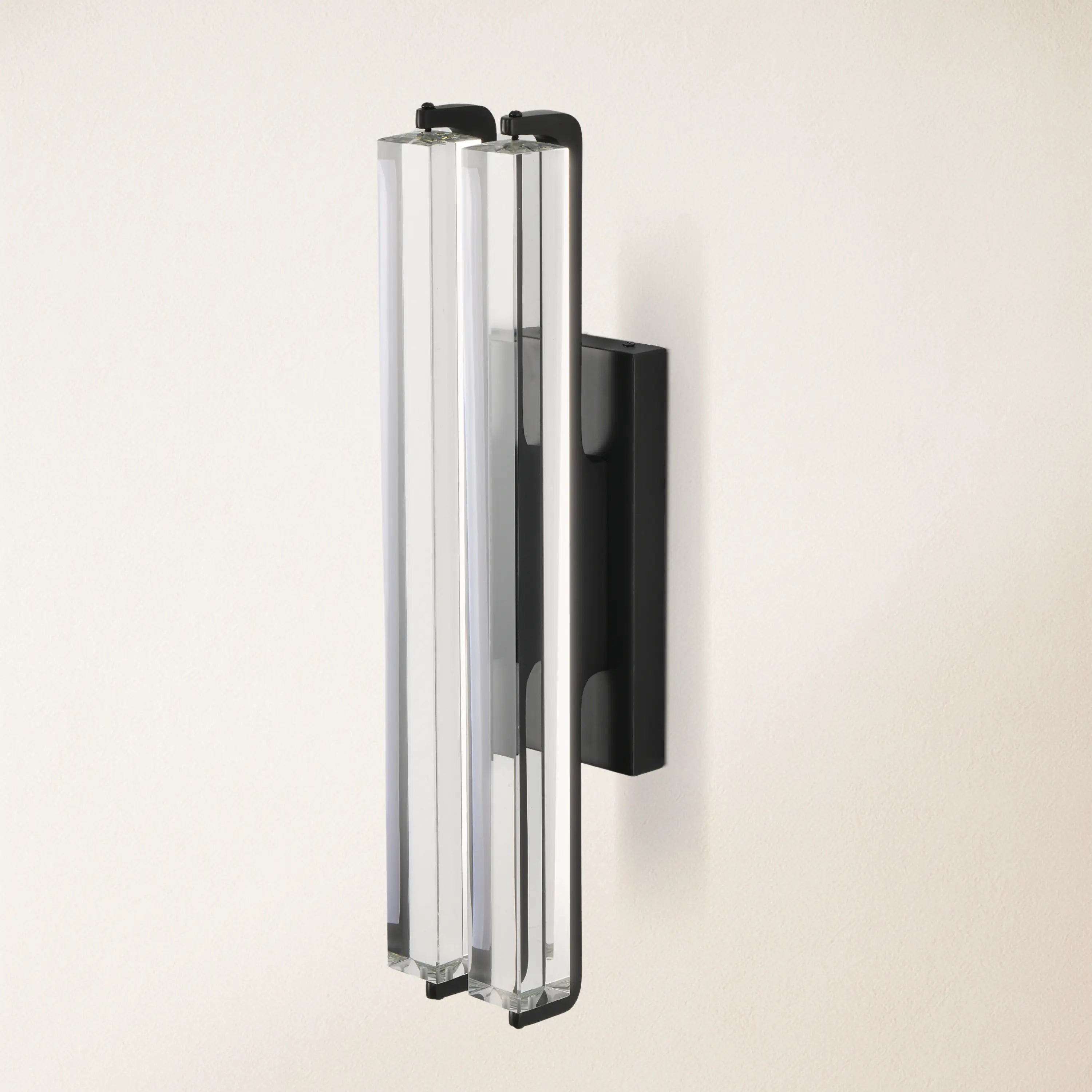 Clara Glow Crystal Double Wall Sconce 19"#Finish_Black
