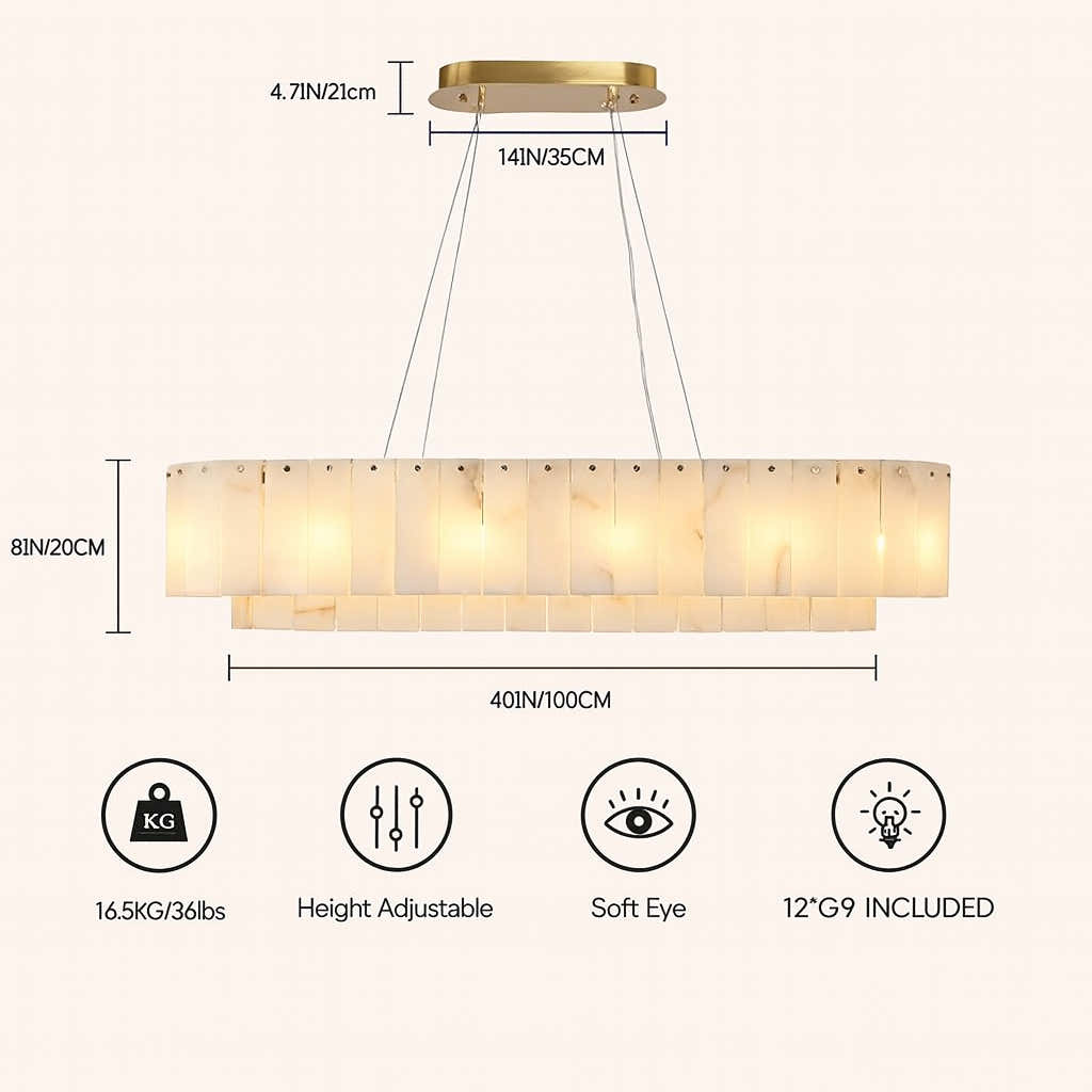 Sawyer Alabaster Oval Chandelier 40"