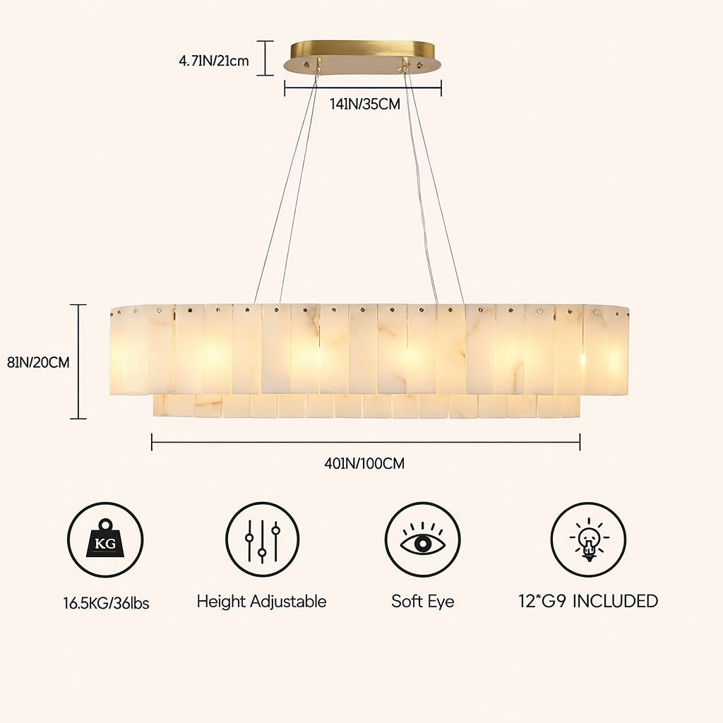 Ovaler Kronleuchter Sawyer Alabaster, 40 Zoll